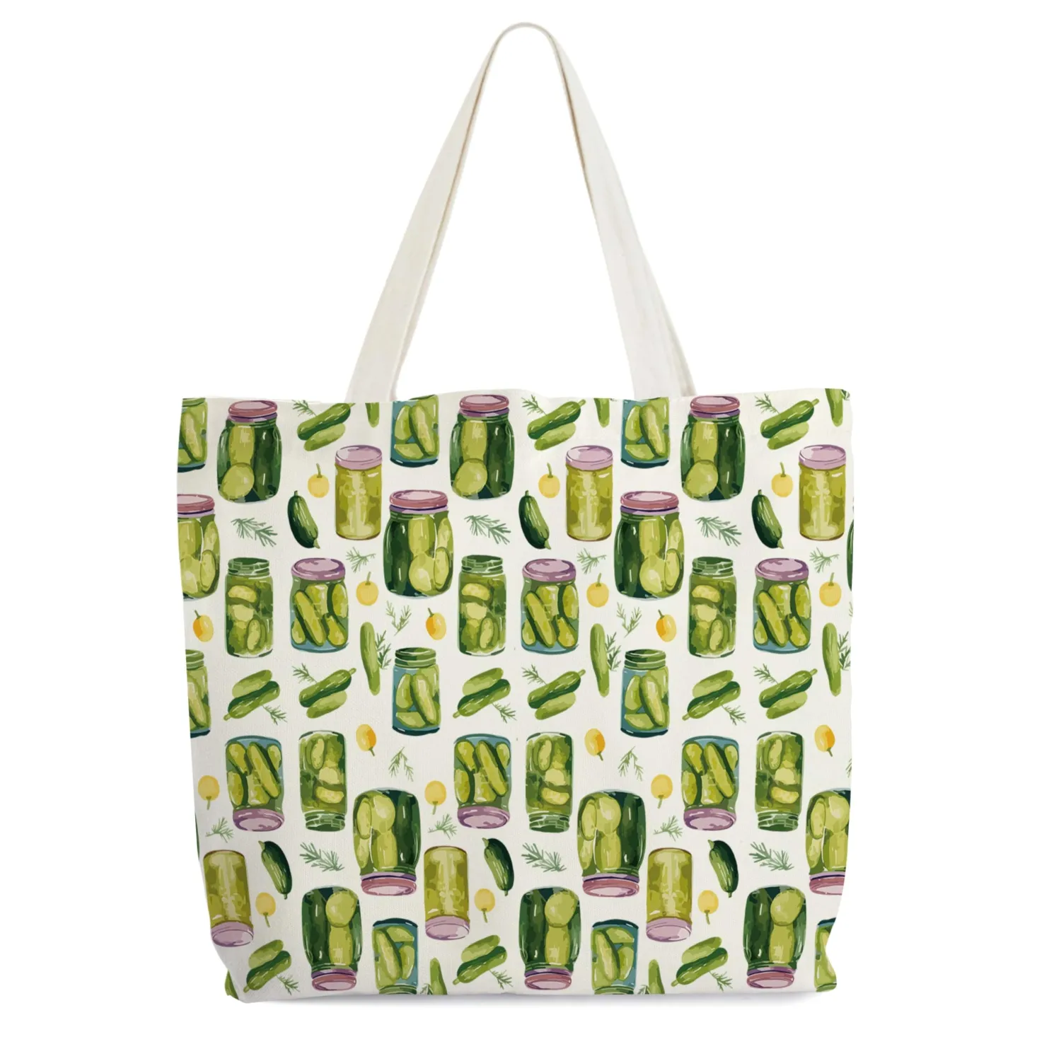 Pickle Tote Bag for Women, Vintage Pickle Jar Farmers Market Totes, Pickled Food Enthusiasts Gifts for Pickle Lovers, Shoulder Bag -35
