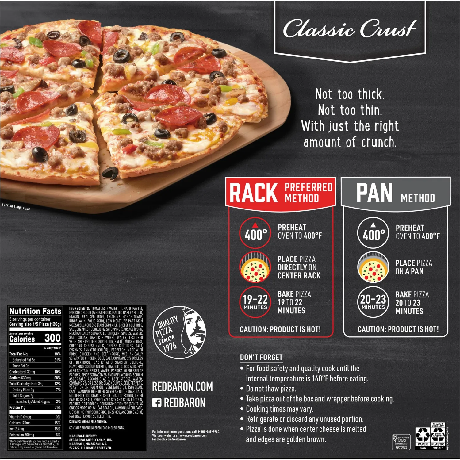 Red Baron Classic Special Deluxe Pizza, 22.95 Oz