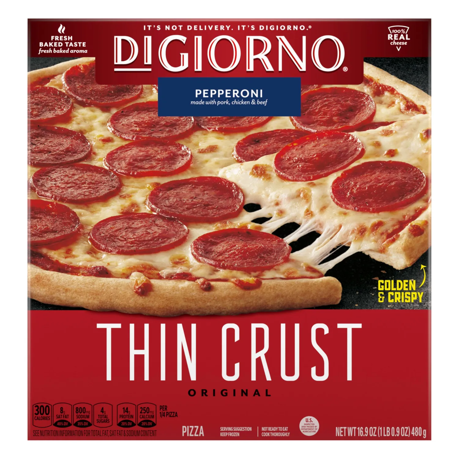 Digiorno, Classic Thin Crust Pepperoni Pizza, 16.9 Ounce