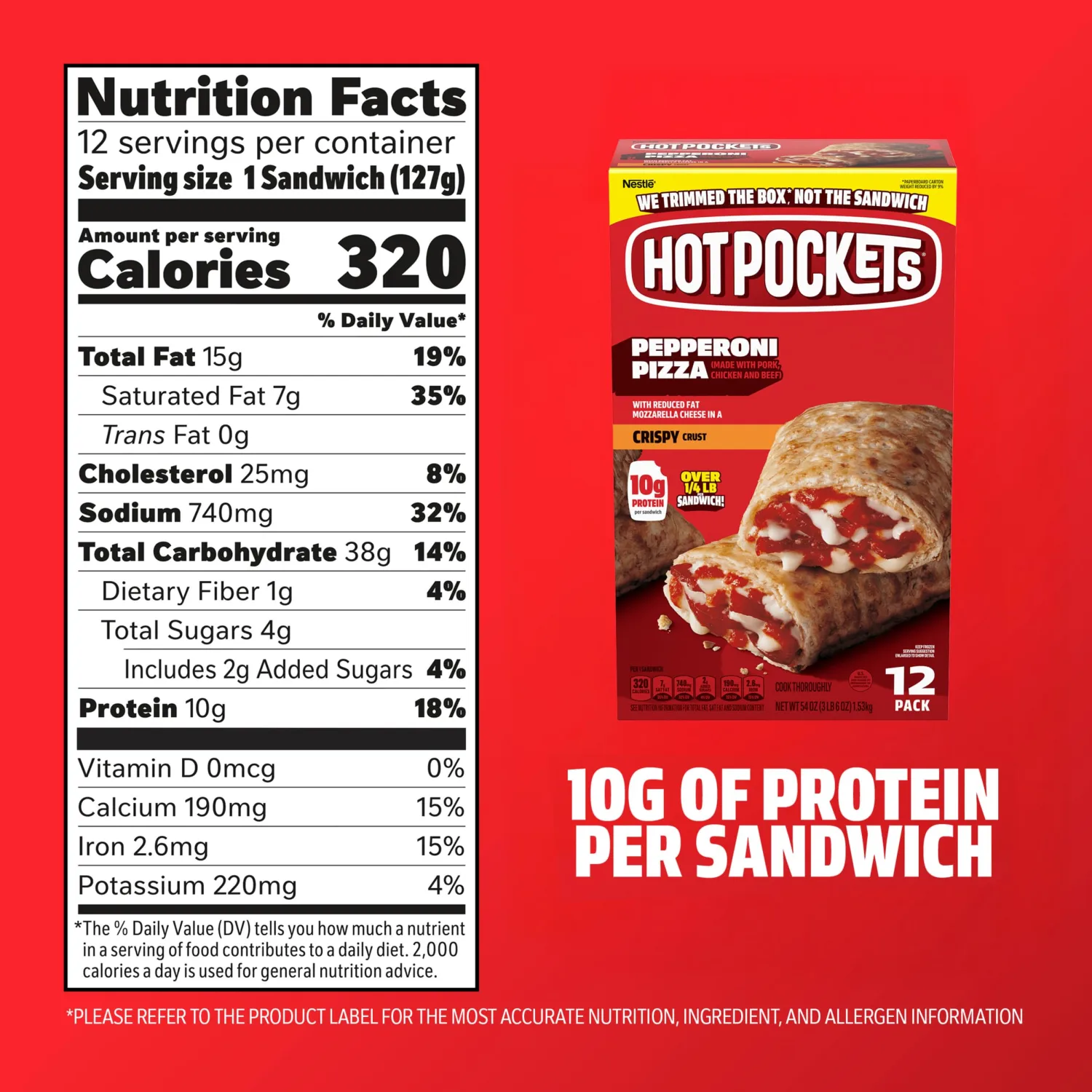 Hot Pockets Pepperoni Pizza Crispy Crust Frozen Snacks, Pizza Snacks Made with Mozzarella Cheese, 54 Oz, 12 Count Frozen Sandwiches