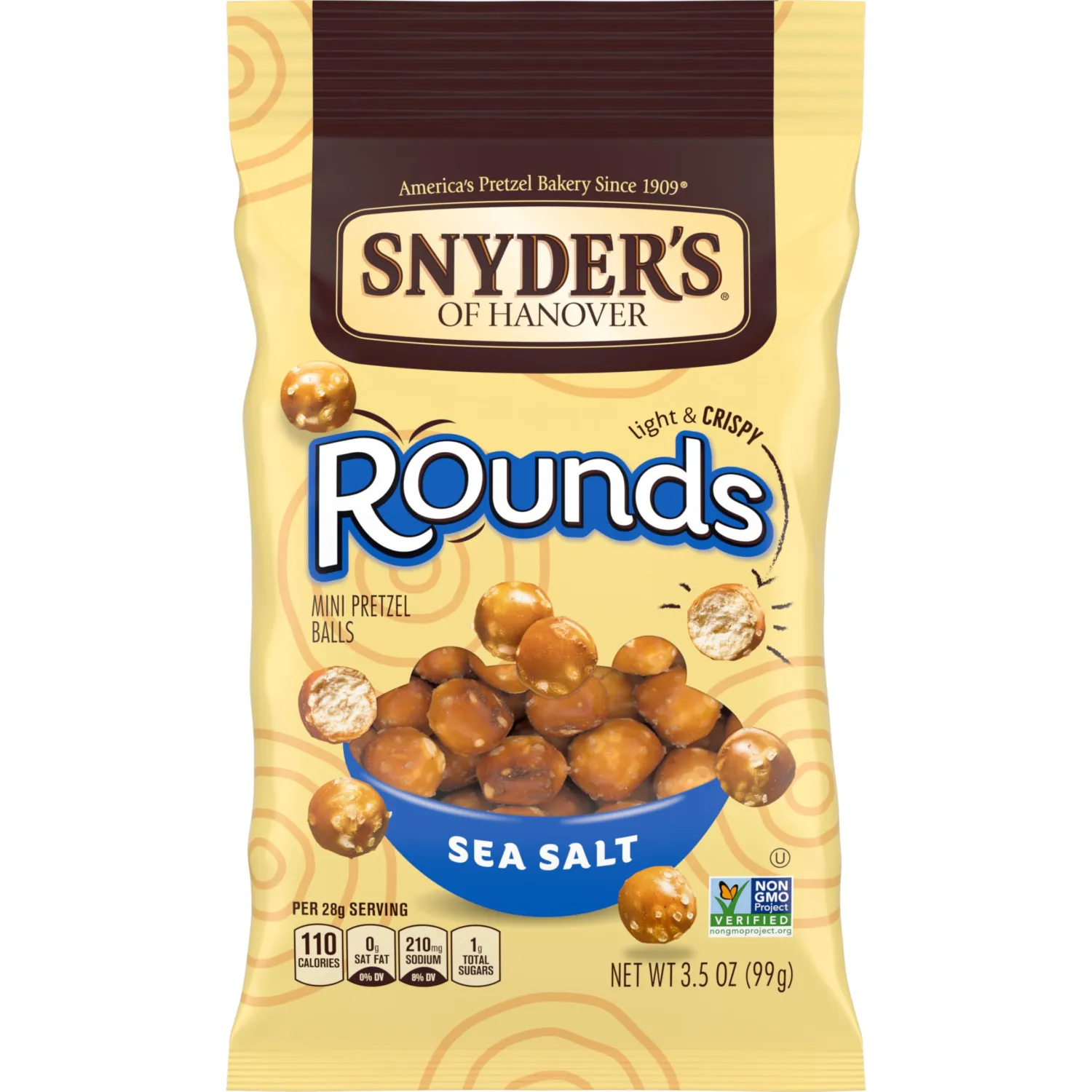 Snyder's of Hanover Pretzels, Rounds, Sea Salt, 3.5 Oz