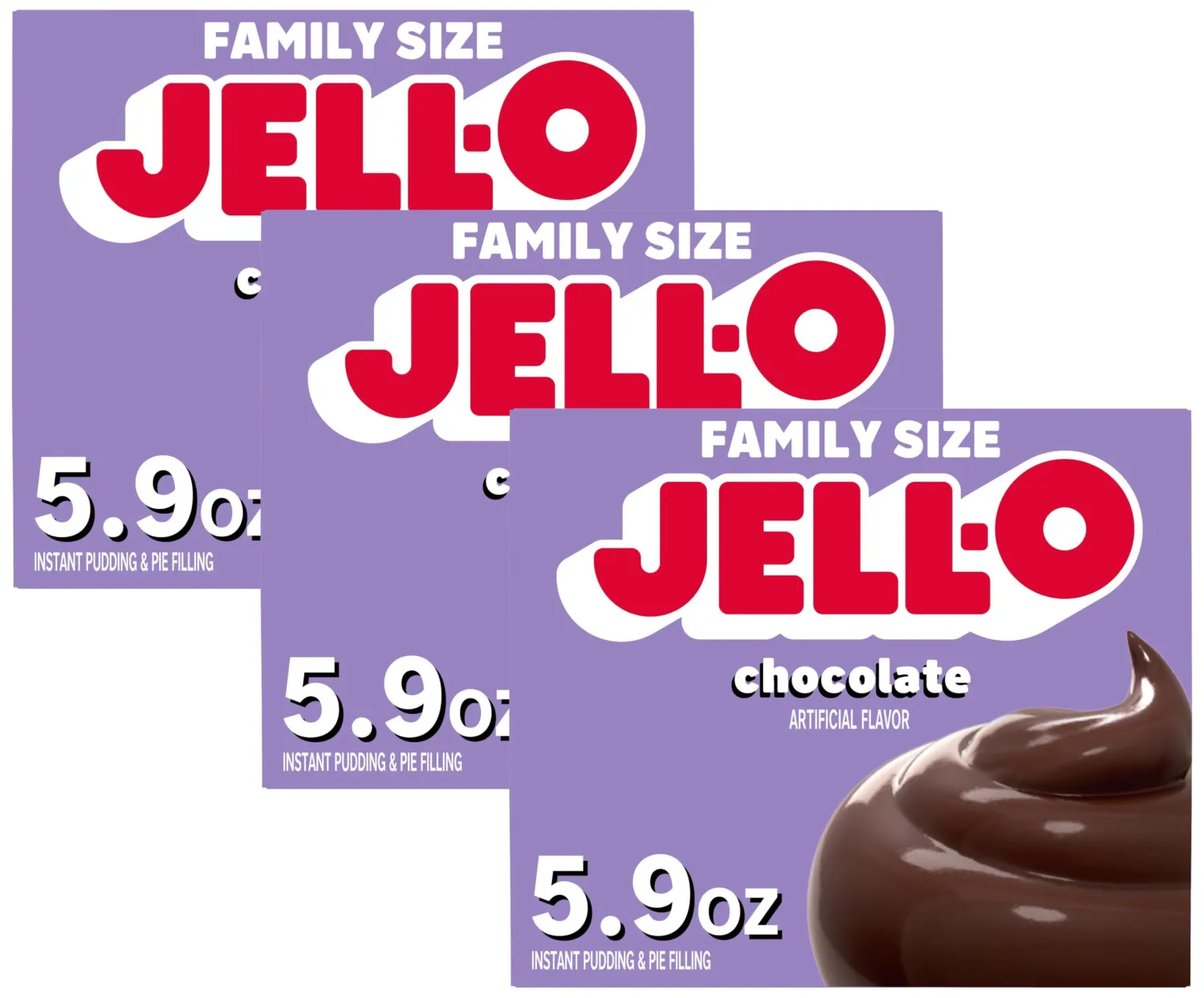 Jell-O Chocolate Instant Pudding & Pie Filling Mix, 5.9 oz Box, As Seen on TikTok (Pack of 3)