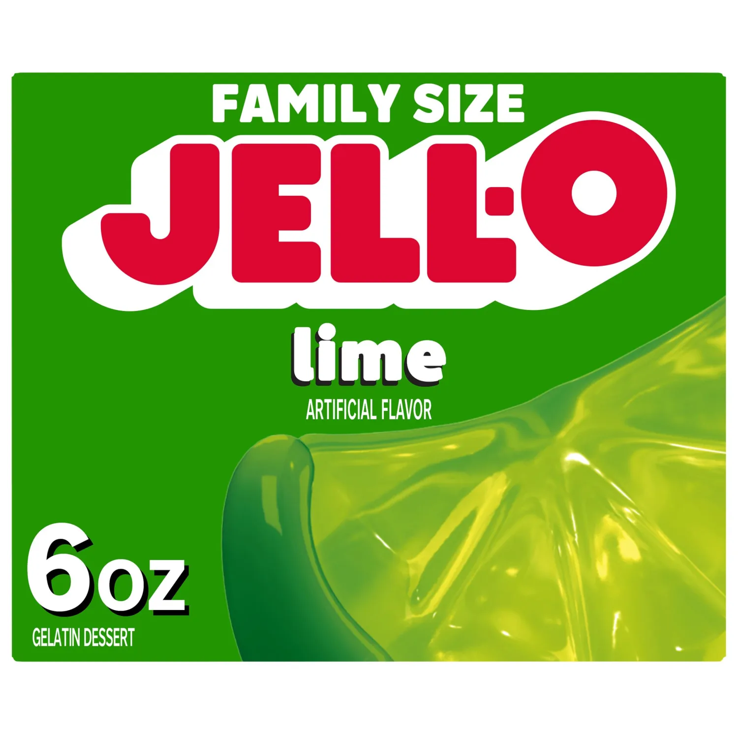 Jell-O Lime Gelatin Dessert Mix, Family Size, 6 oz Box