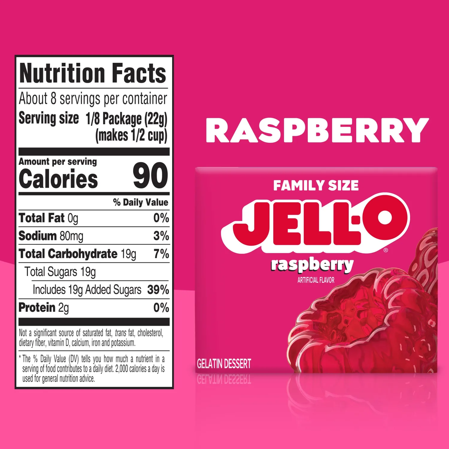 Jell-O Raspberry Gelatin Dessert Mix, Family Size Box, 6 oz (Pack of 3)