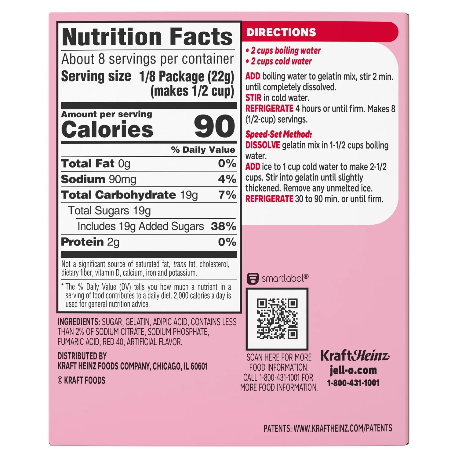 Jell-O Strawberry Gelatin Dessert Mix, Family Size, 6 oz Box (Pack of 3)