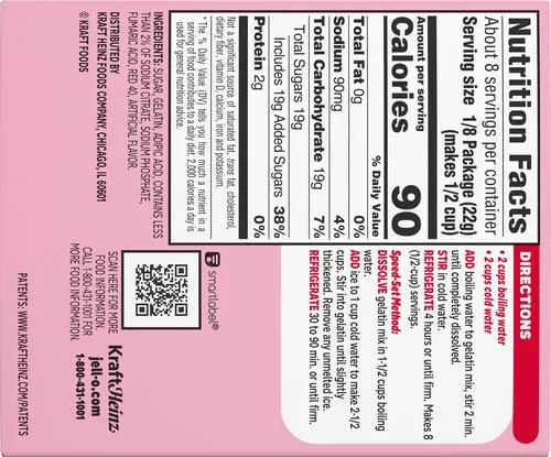 Jell-O Strawberry Gelatin Dessert Mix, Family Size, 6 oz Box, (Pack of 5)