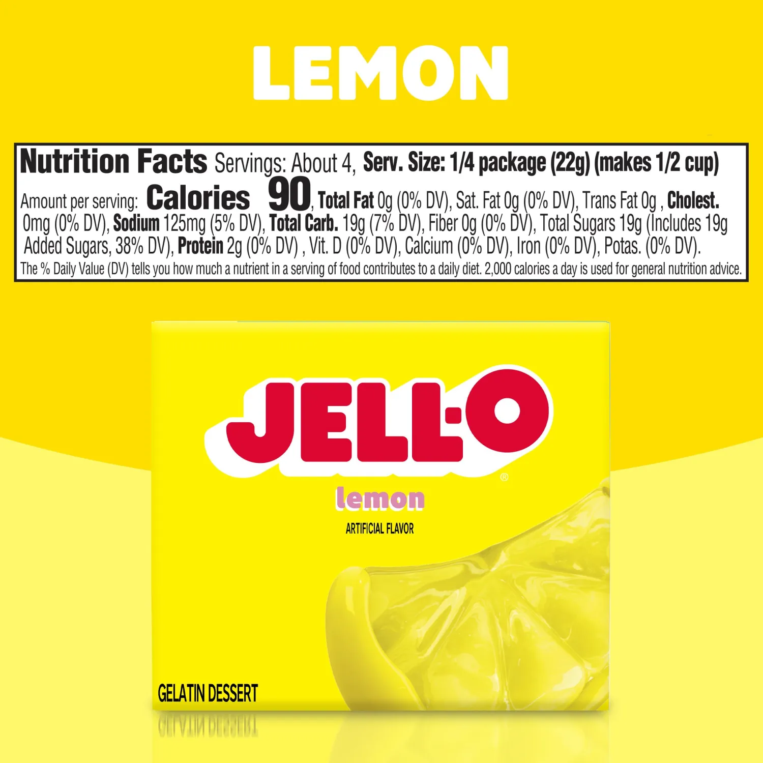 Jell-O Lemon Gelatin Dessert Mix, 3 oz Box