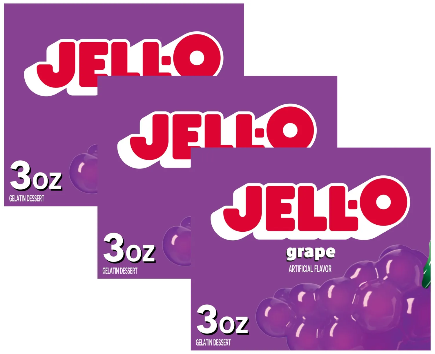 Jell-O Grape Gelatin Dessert Mix, 3 oz Box (Pack of 3)