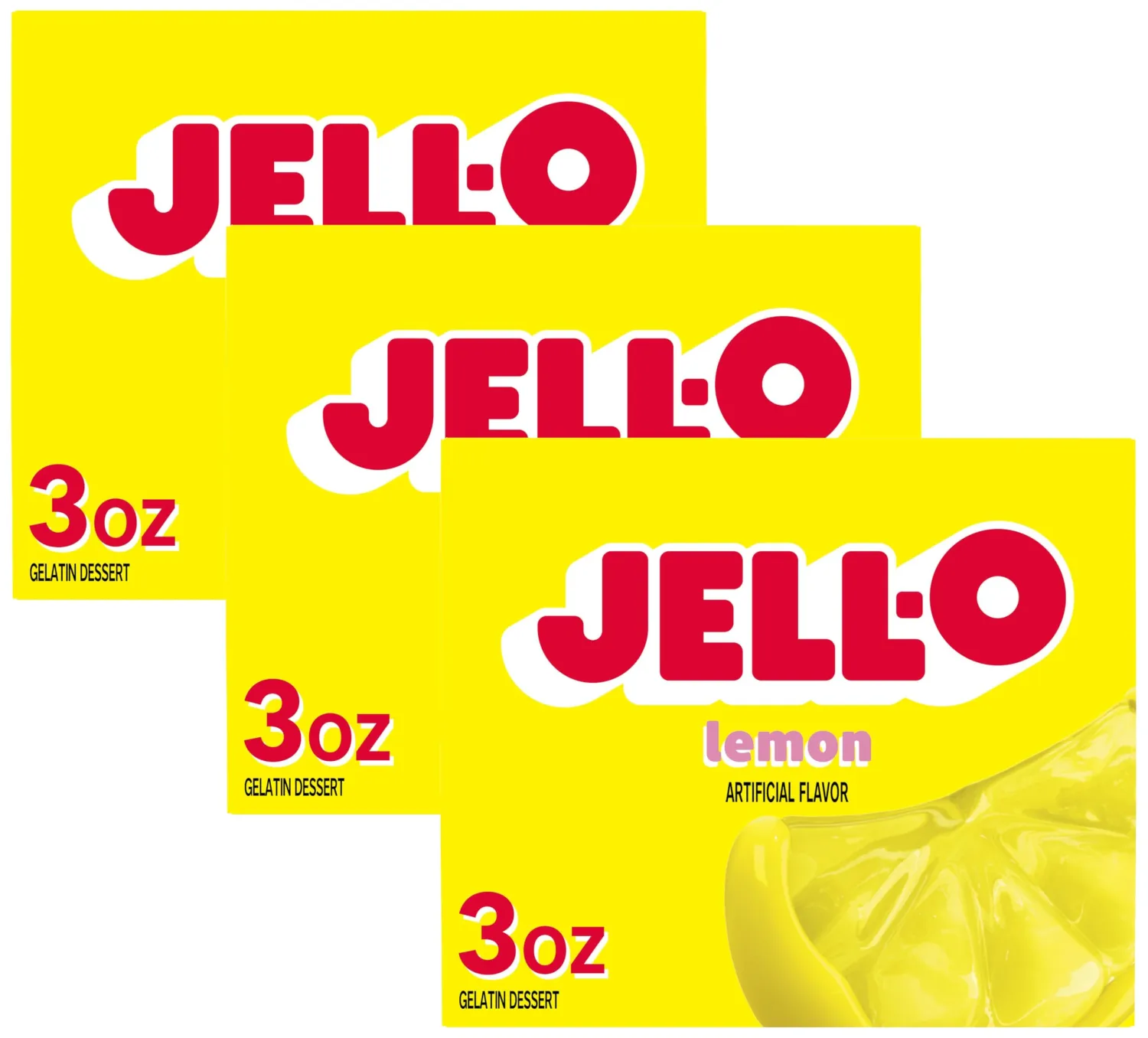 Jell-O Lemon Gelatin Dessert Mix, 3 oz Box (Pack of 3)
