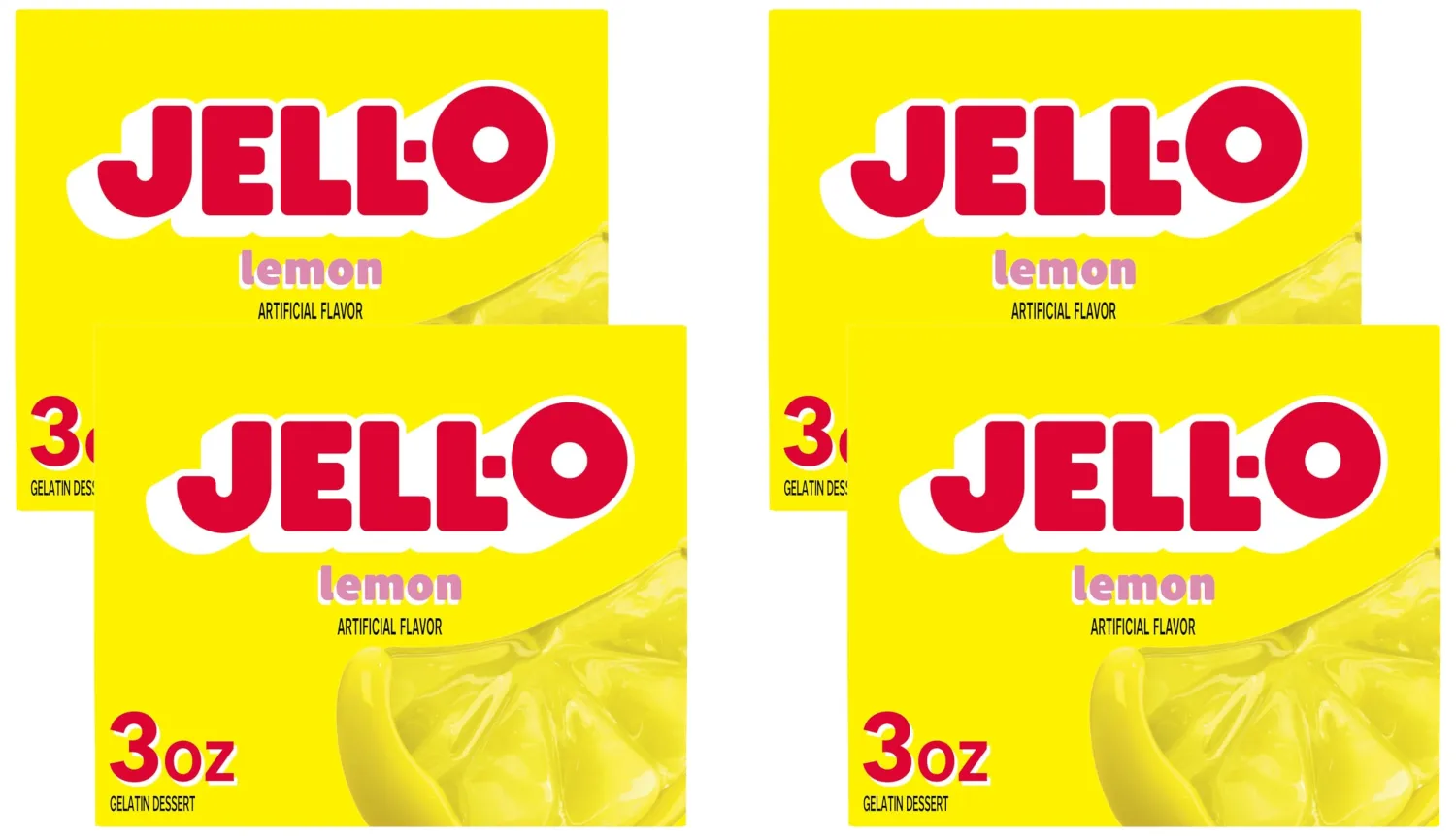 Jell-O Lemon Gelatin Dessert Mix, 3 oz Box (Pack of 4)