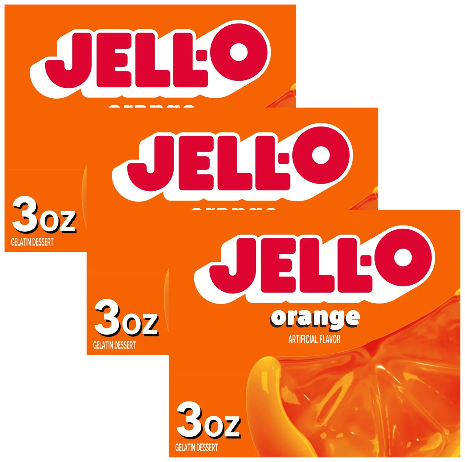 Jell-O Orange Gelatin Dessert Mix, 3 oz Box (Pack of 3)