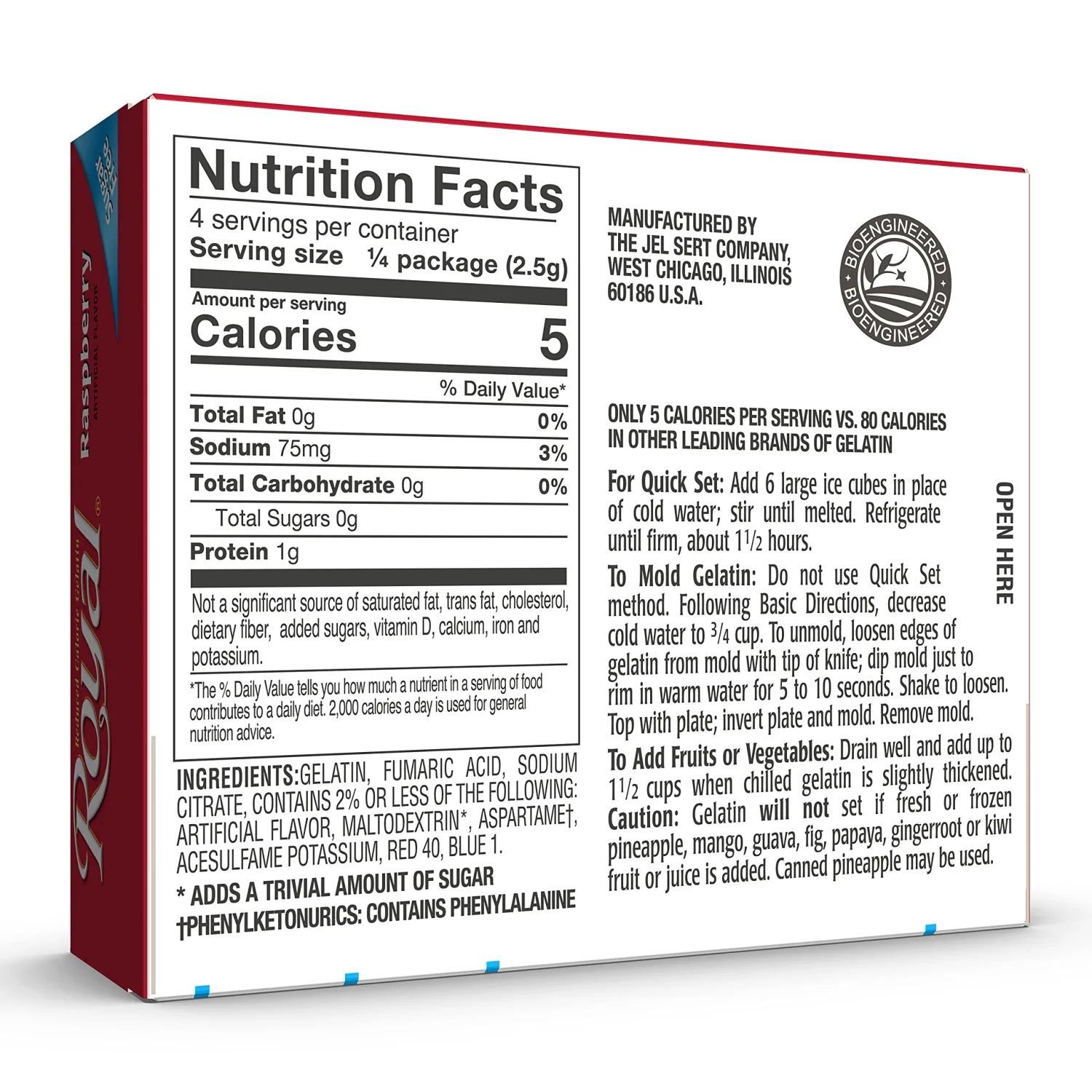 Royal Raspberry Gelatin Dessert Mix , Sugar Free, 0.32-Ounce Box (Pack of 12)
