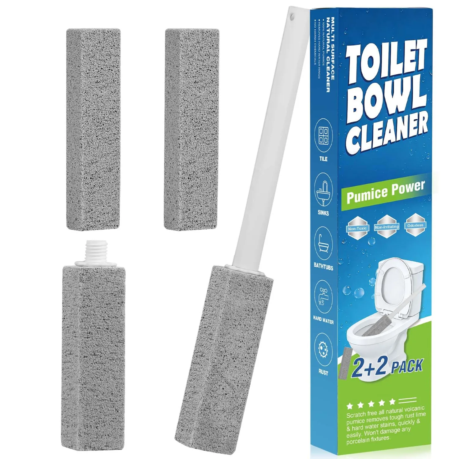4 Packs Pumice Stone Toilet Bowl Cleaner, Pumice Stone for Cleaning, Powerfully Cleans Hard Water Rings, for Cleaning Toilets, Bathtubs, Grills, Swimming Pools, Sinks