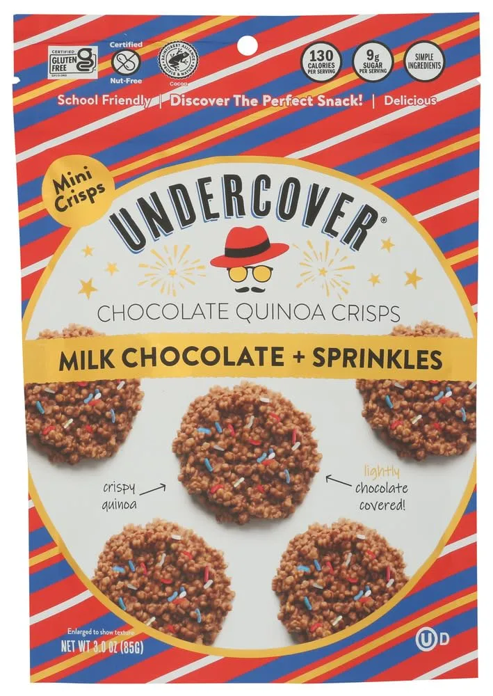 Undercover Chocolate Co Milk Chocolate & Sprinkles Quinoa Crisps, 3 OZ