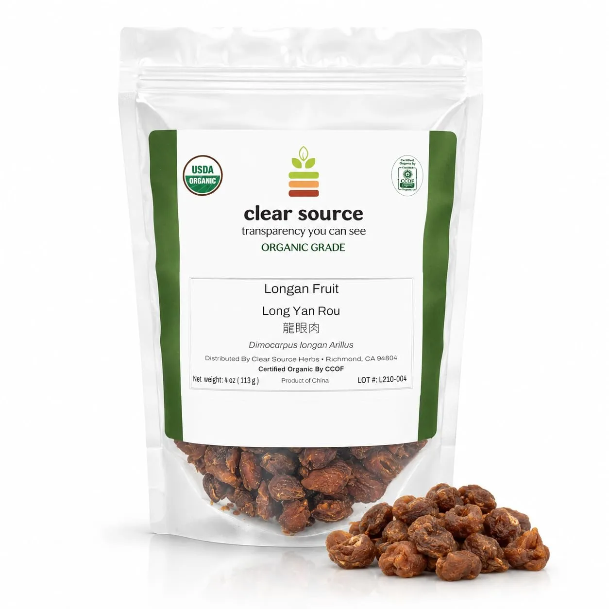 Clear Source Herbs Organic Dried Longan Fruit (Longan Arillus, Long Yan Rou) – USDA Certified Organic – Herbal Tea, Decoctions, Congee & Traditional East Asian Wellness Ingredient – Lab-Tested