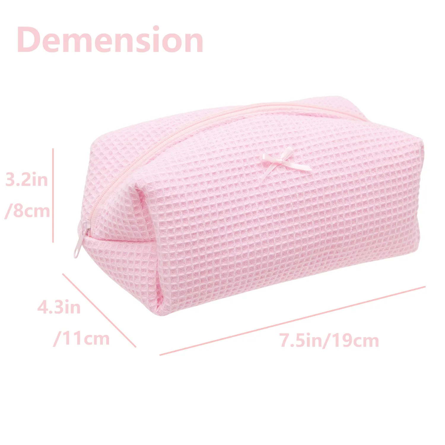 PAZIMIIK Cozy Makeup Bag Travel Cosmetic Bag for Women Soft Toiletry Bag Aesthetic Makeup Organizer Portable Large Zipper Pouch for Skincare Beauty Accessories Brushes Walffle Check Pink