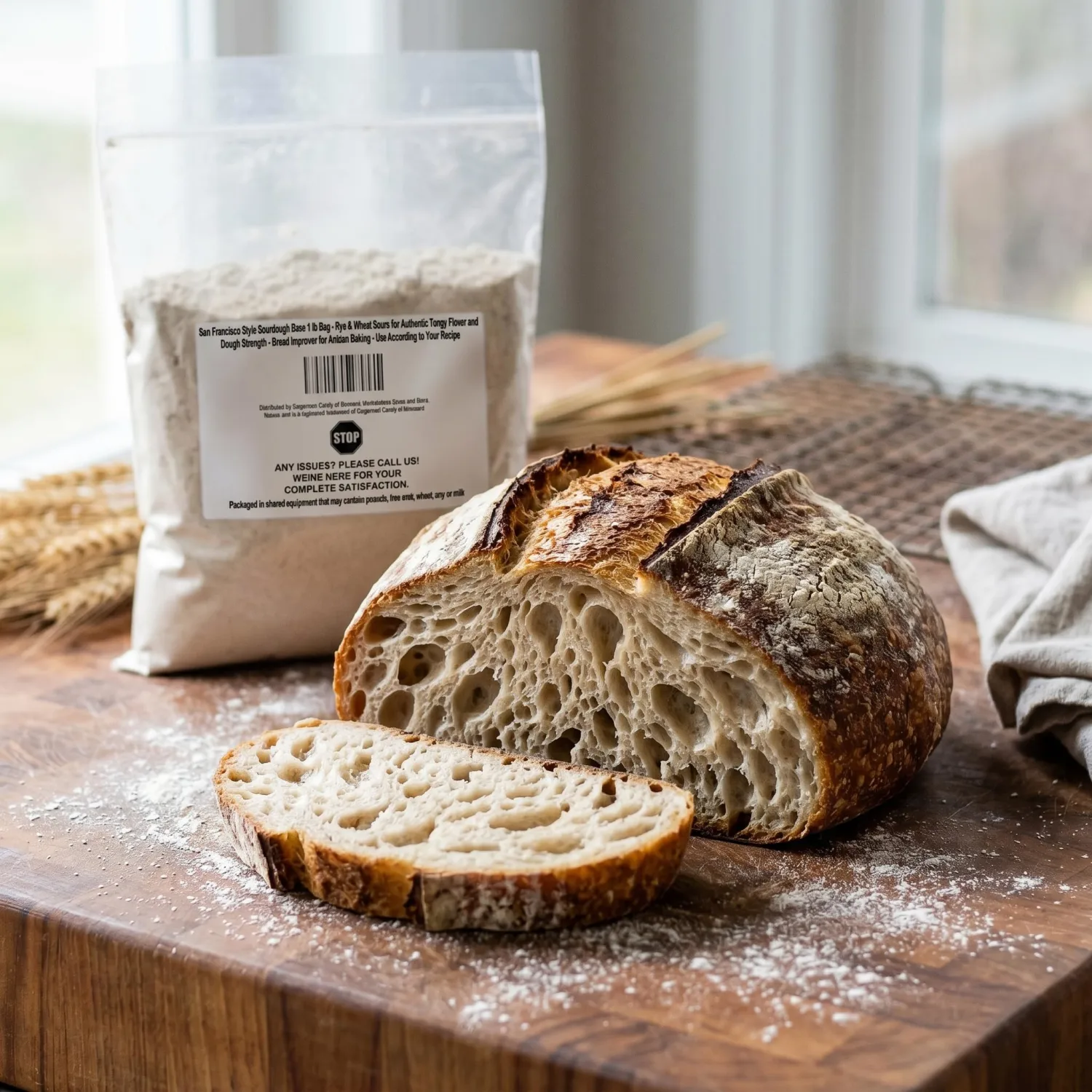San Francisco Style Sourdough Base 1 lb Bag - Rye & Wheat Sours for Authentic Tangy Flavor and Dough Strength - Bread Improver for Artisan Baking - Use According to Your Recipe