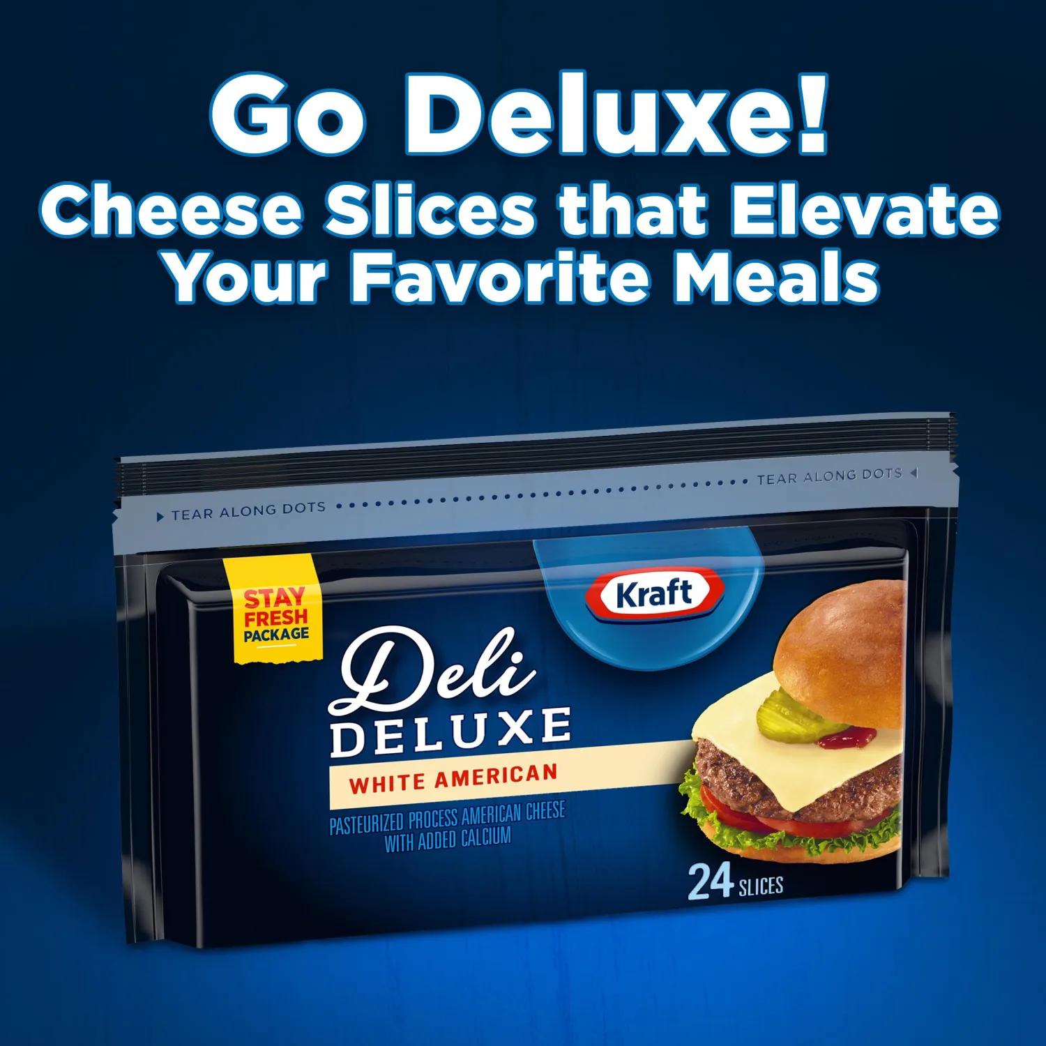 Kraft Deli Deluxe White American Cheese Slices (24 ct Bag)