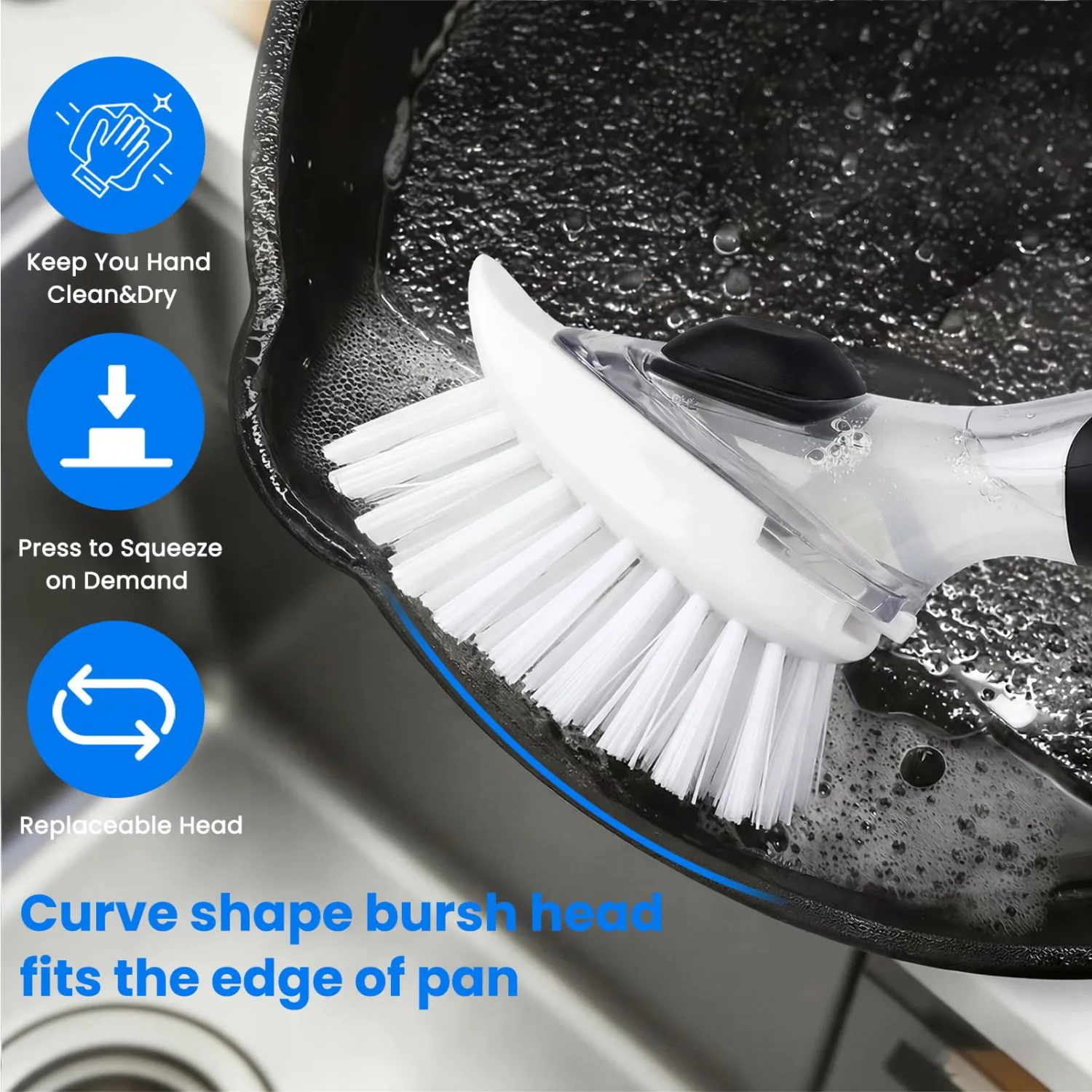New Brush Refills for OXO New Soap Dispensing Dish Brush - 4 Pack Dish Brush Cleaning Soap Dispensing Head Replacement for Scrubber