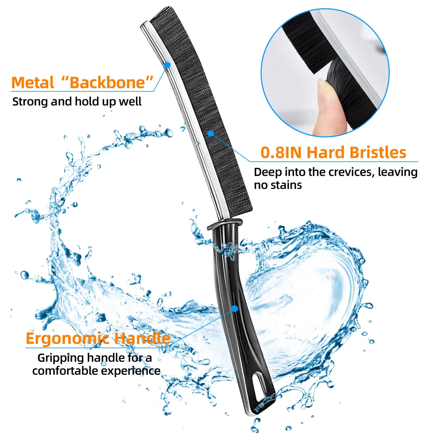 3Pcs Hard-bristled Crevice Cleaning Brush, Multifunctional Thin Gap Scrub Brush, Bathroom Cleaner Tools for Household Use, Kitchen, Window, Toilet, Grout, Faucets, Car
