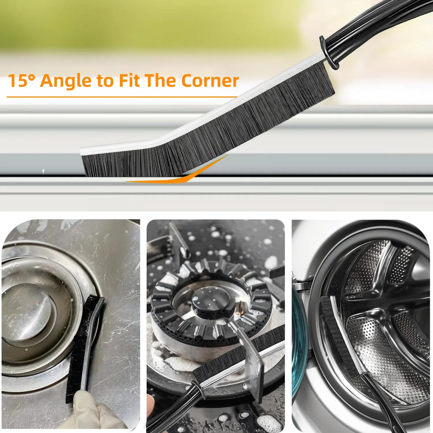 3Pcs Hard-bristled Crevice Cleaning Brush, Multifunctional Thin Gap Scrub Brush, Bathroom Cleaner Tools for Household Use, Kitchen, Window, Toilet, Grout, Faucets, Car