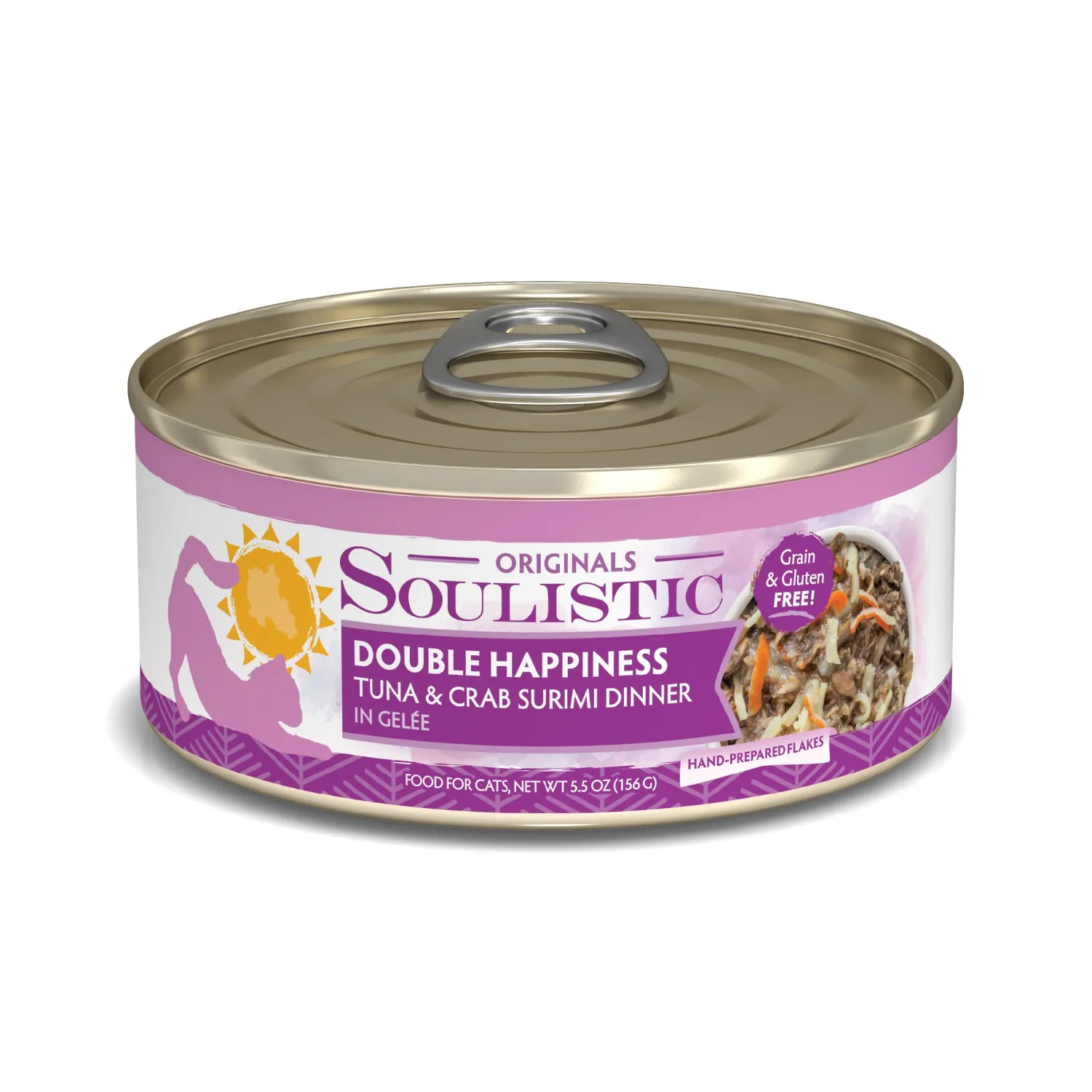Soulistic Originals Wet Cat Food, Double Happiness Tuna and Crab Surimi Dinner in Gelée, 5.5oz Can, Pack of 8