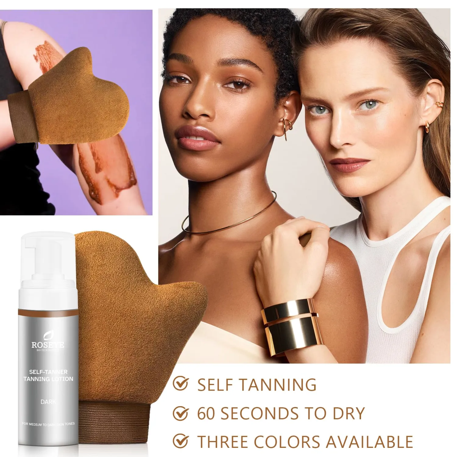Self Tanner Tanning Lotion With Mitt - Lightweight, Streak-Free Sunless Tan with Aloe Vera & Coconut Oil, Quick-Dry Moisturizing Formula for All Skin Tones (4.06 Fl oz)