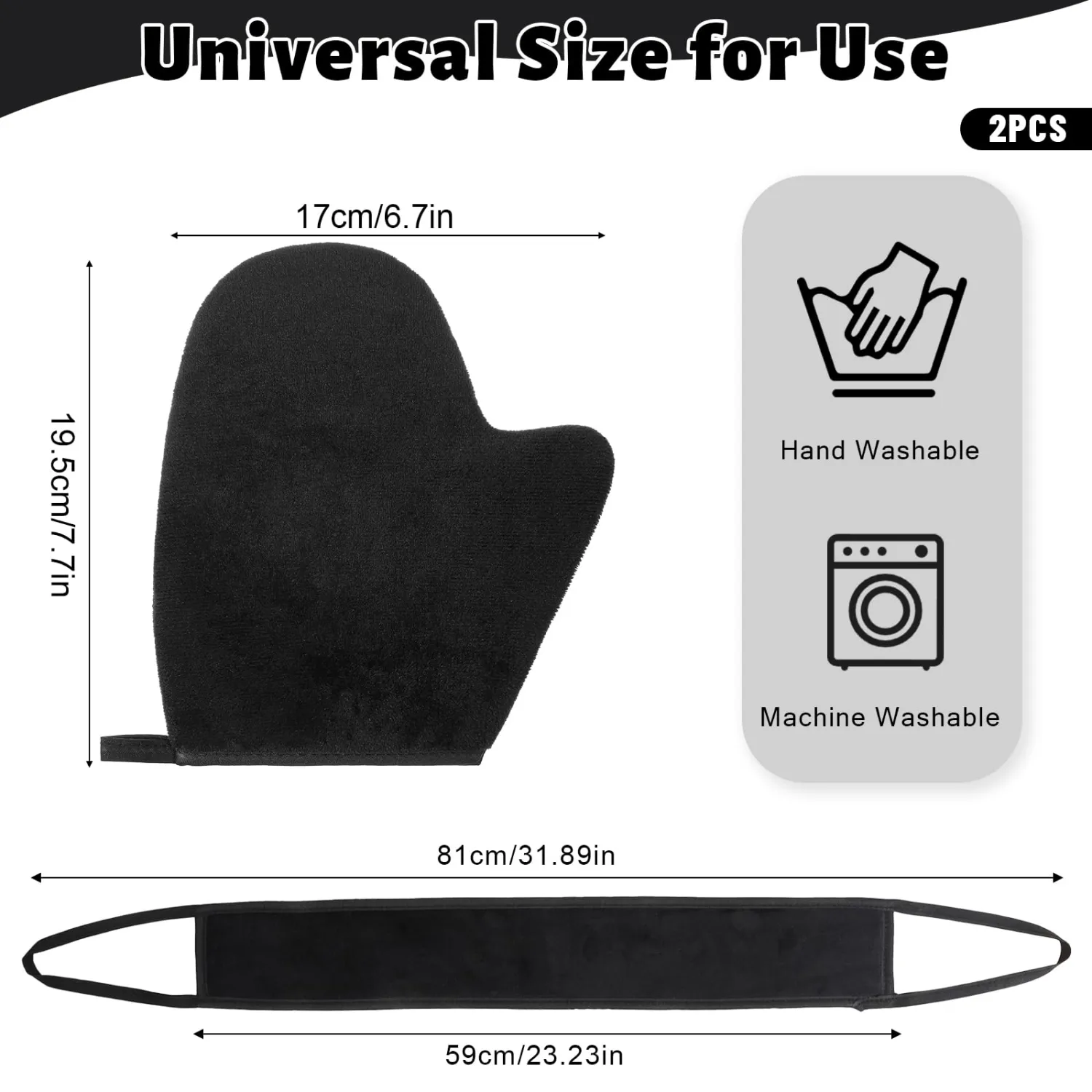 Self Tanning Mitts, Back Self Tanner Applicator Double Sided Reusable Sunless Tanning Mittens 4 in 1 Tanner Gloves with Thumb for Tan Lotion