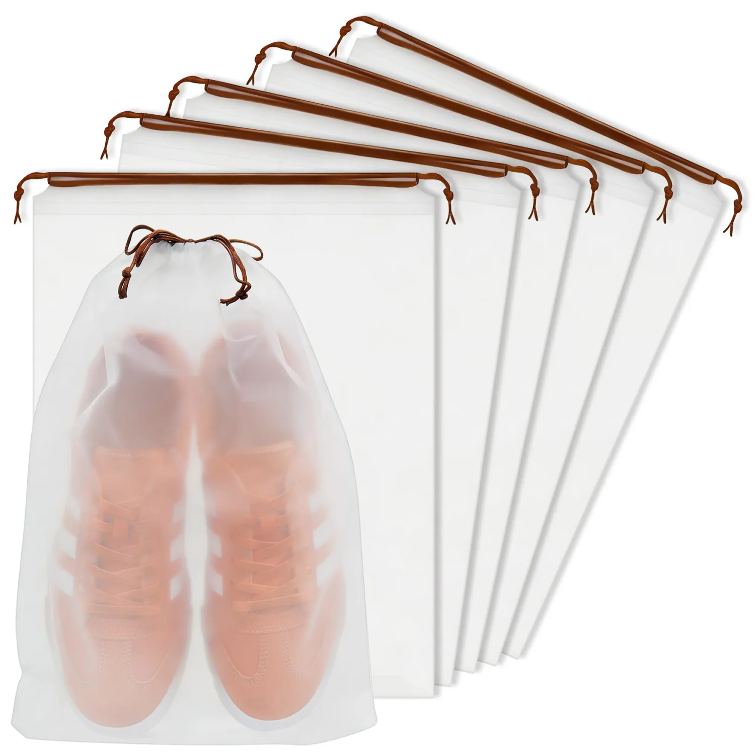 KLASIT Shoe Bags for Travel,Large Waterproof Portable Drawstring Clear Shoe Bags,Travel Essentials for Men and Women,15.7 x 11.8 inches, 5 PACK
