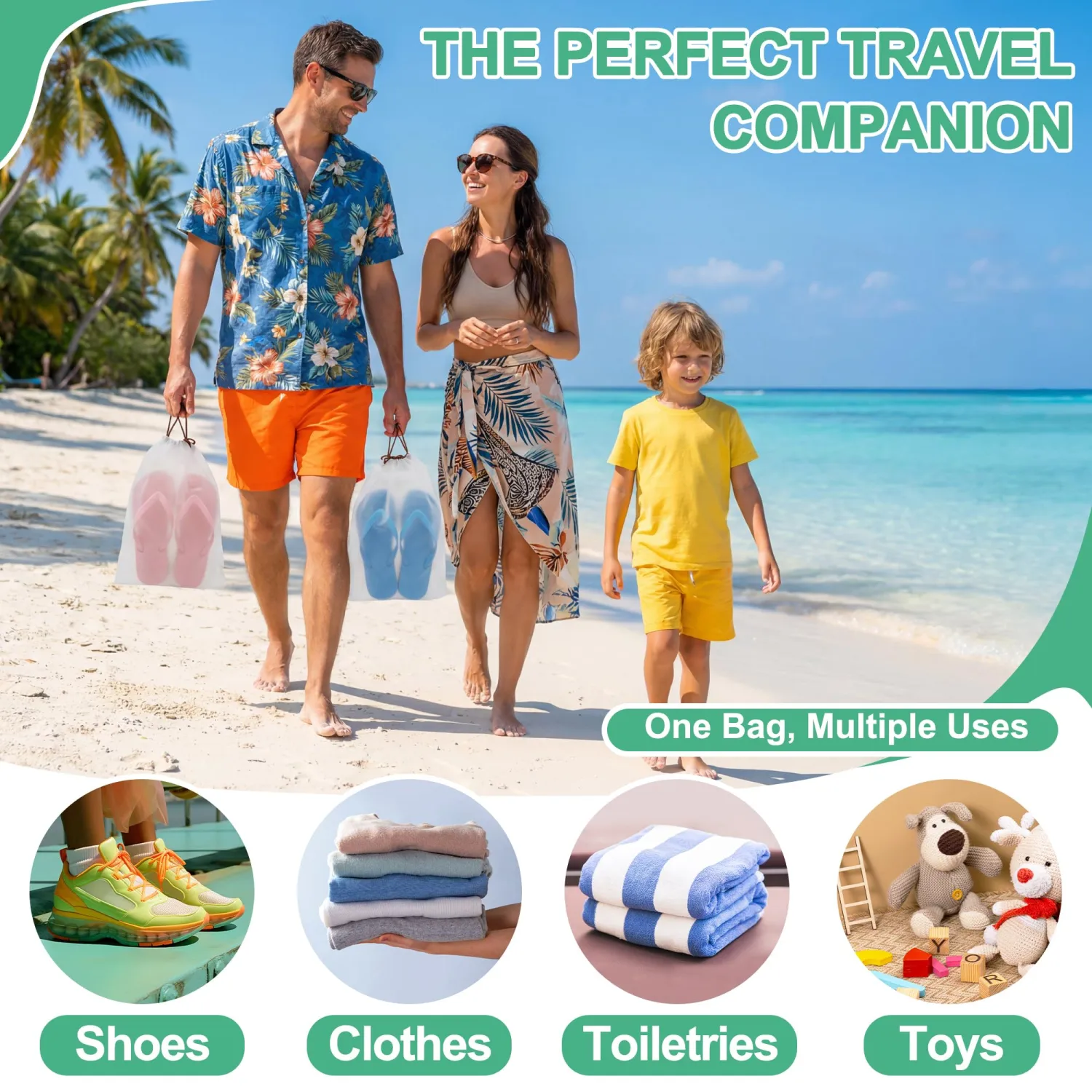 KLASIT Shoe Bags for Travel,Large Waterproof Portable Drawstring Clear Shoe Bags,Travel Essentials for Men and Women,15.7 x 11.8 inches, 5 PACK