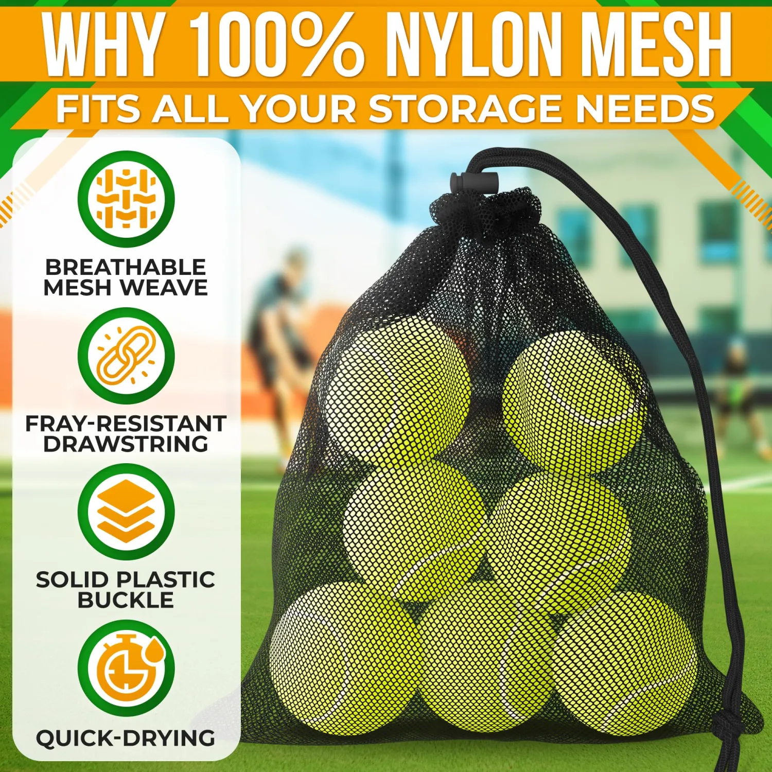 5Pcs Small Mesh Bags Drawstring Black Nylon – 11.8x7.48" Secure Cinch-Top, Mesh Bag for Tennis, Pickleball, Golf, Travel, Beach, Sports Equipment, and Mushroom Foraging – Quick-Dry and Tear-Resistant