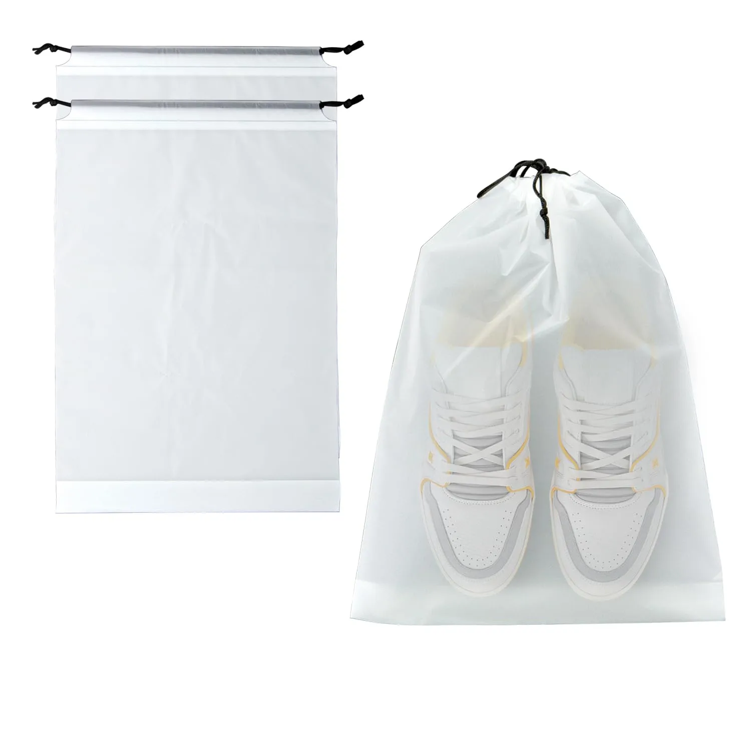2 Pack Clear Drawstring Travel Shoe Bags, Large Size Transparent Storage Organizer for Men Women