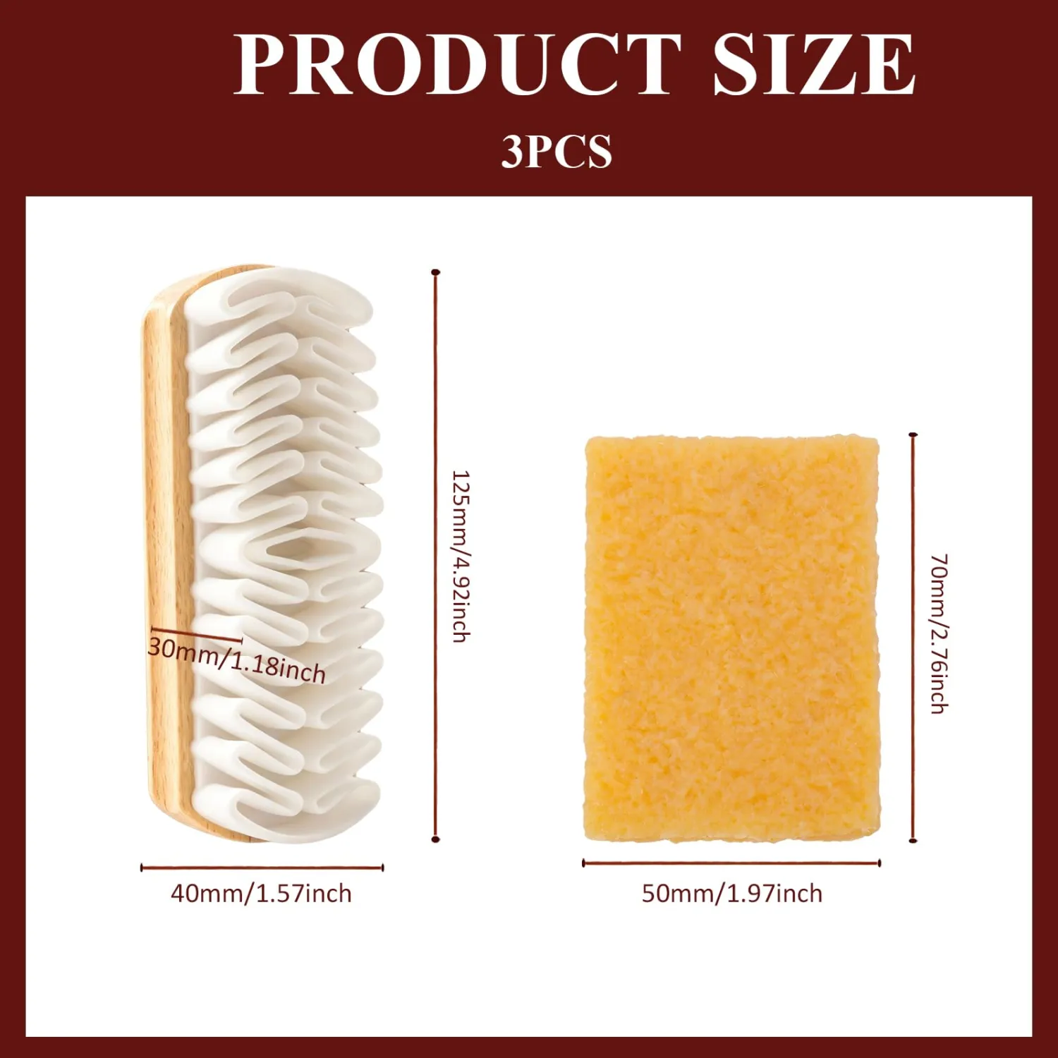 Suede Shoe Cleaner, Suede Eraser, Suede Brush, 3 Pack: 2 Brushes and 1 Eraser, Nubuck Cleaner Kit for Shoes, Boots, Bags
