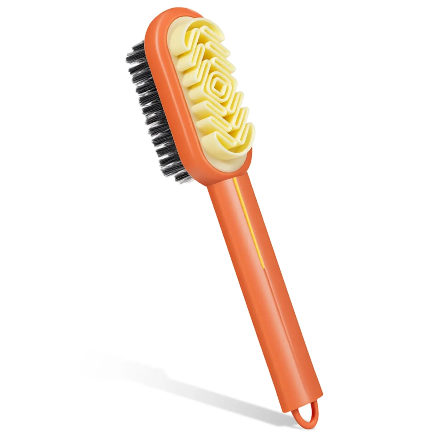 2 in 1 Multifunctional Shoe Brushes, Orange Long Handle Shoe Cleaning Tools Supplies Soft Plastic Bristles 360° Thorough Cleaning for Suede & Nubuck Cleaning