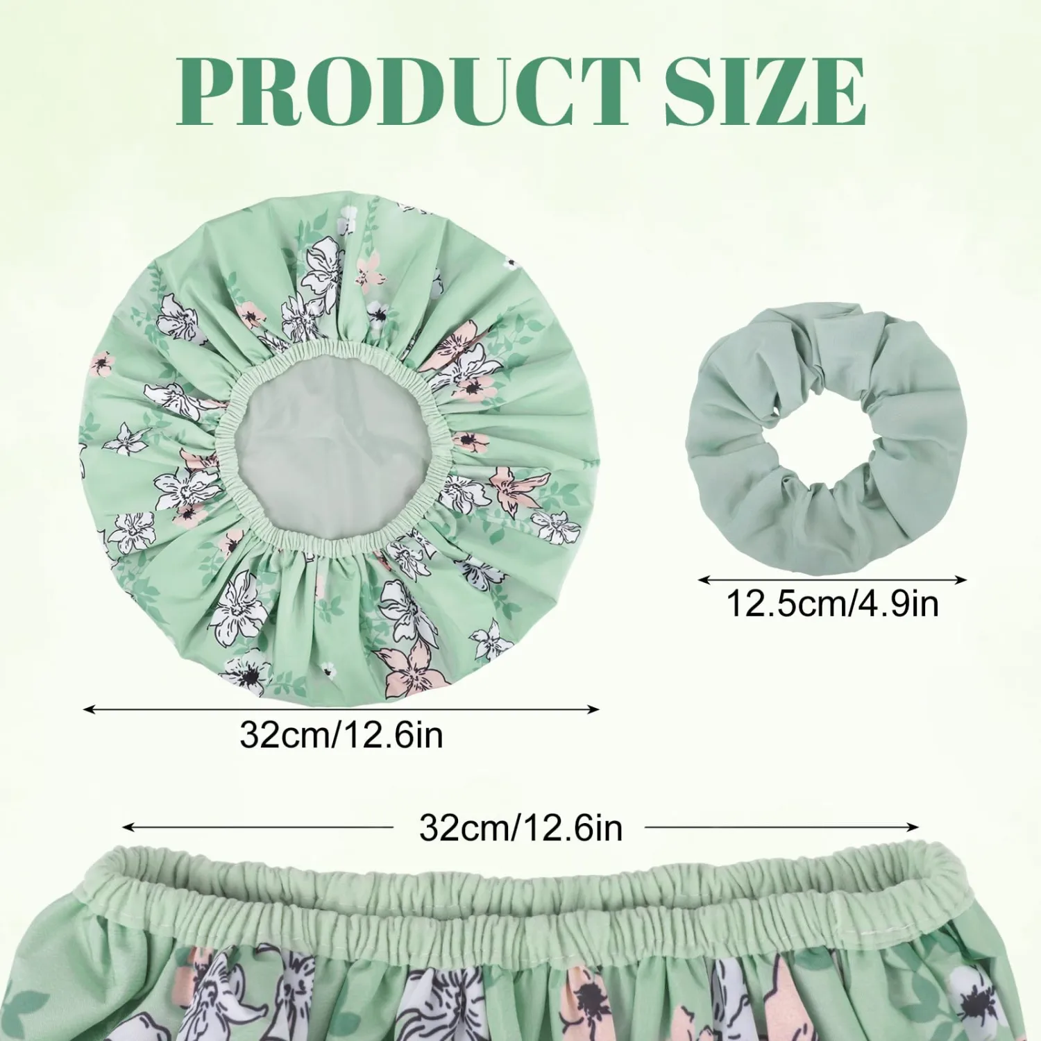 Pengxiaomei Double-Sided Shower Cap for Women, 2 in 1 Reusable Waterproof Bath Cap for Women (Small Floral)
