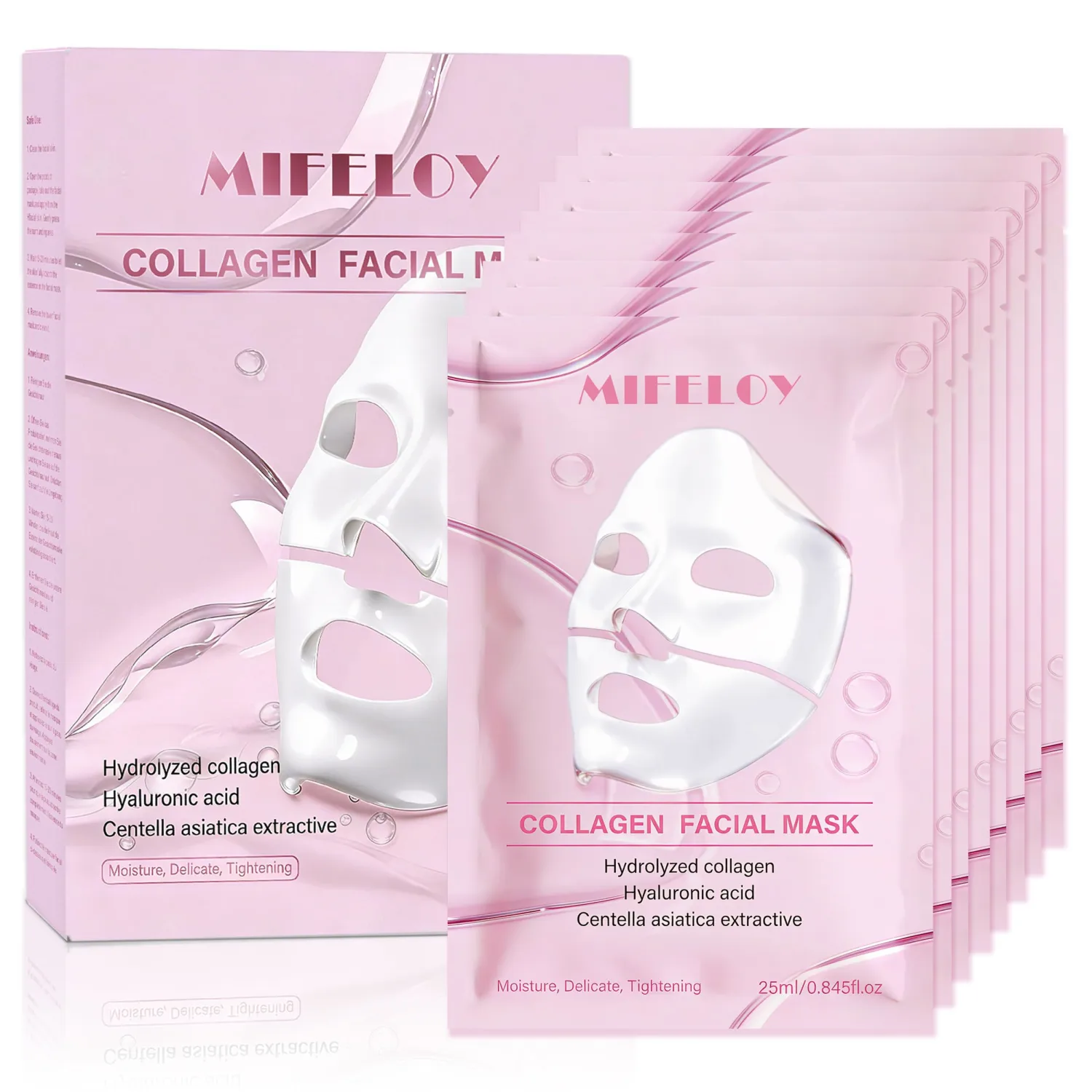8 Pack Collagen Face Mask for Women, Deep Hydrating Hydrogel Sheet Mask, Skin Elasticity & Pore Minimizing Skincare, Moisturizing Jelly Gel Mask, Self Care Gift Set