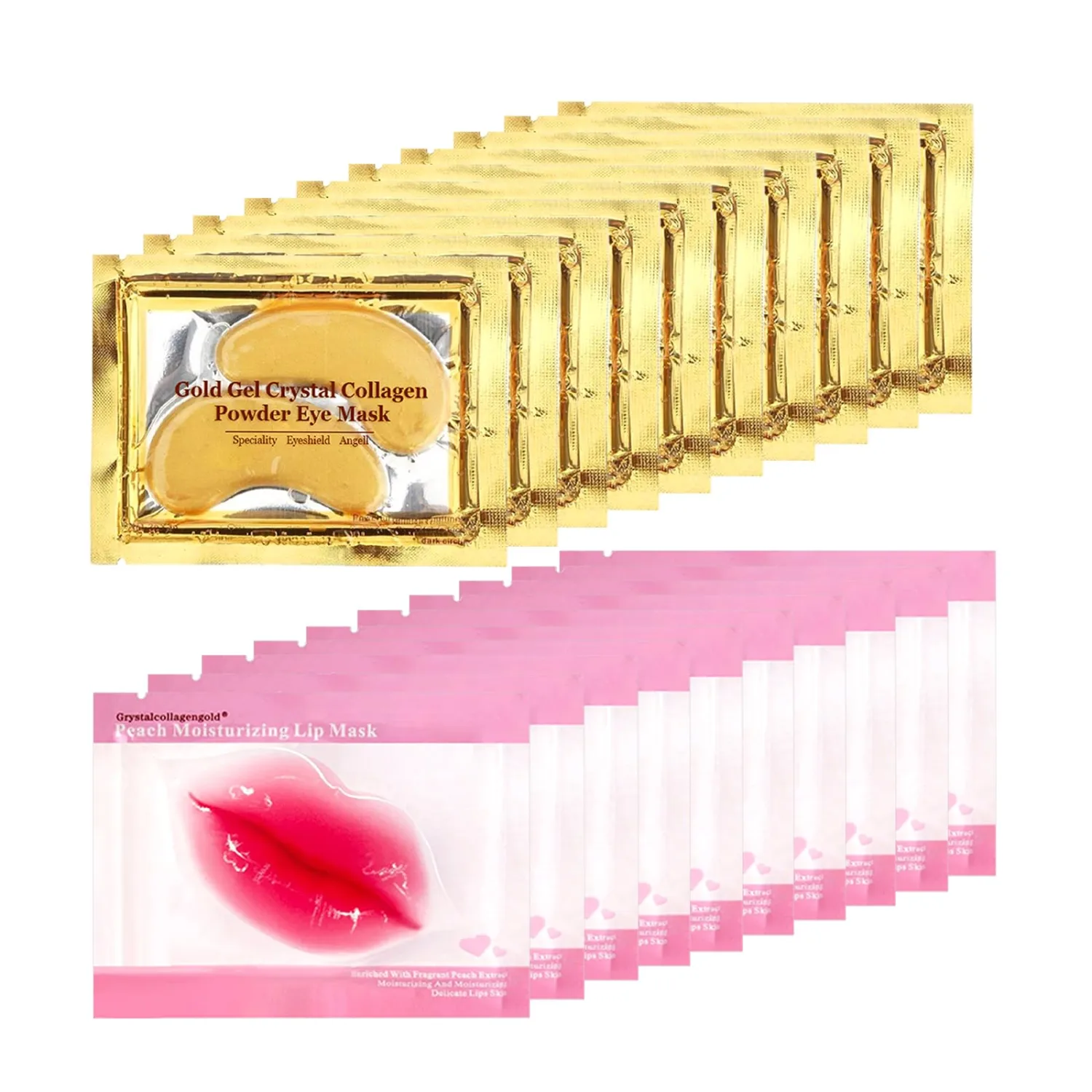 Collagen Lip and Eye Mask Set for Dark Circles and Dry Lips, 40 Pairs Moisturizing Under Eye Patches & Lip Pads, Anti-Aging Skincare
