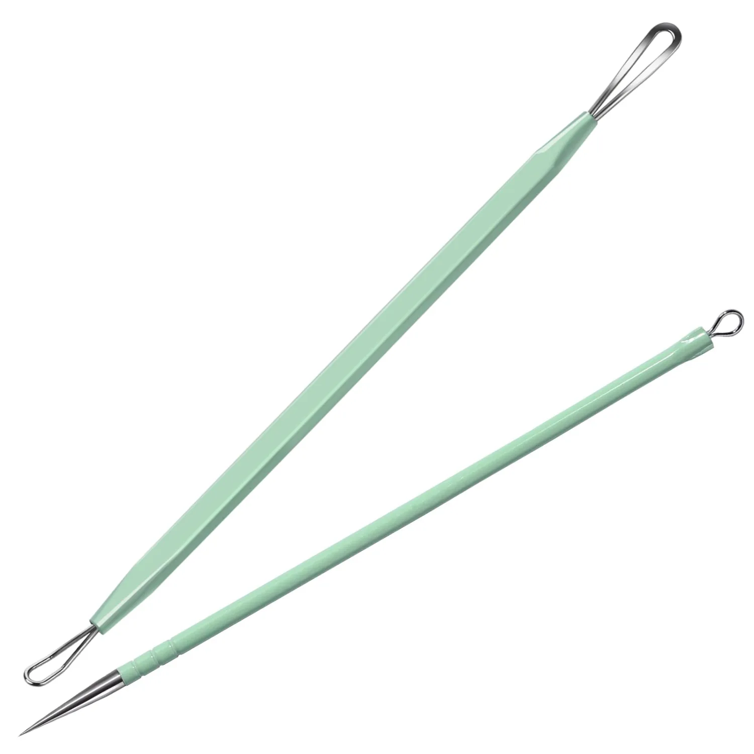 Teenitor Pimple Extractor Acne Treatment Surgical Grade Blackhead Comedone Removal 2-in-1 Popper Tool for Face Nose (Green)