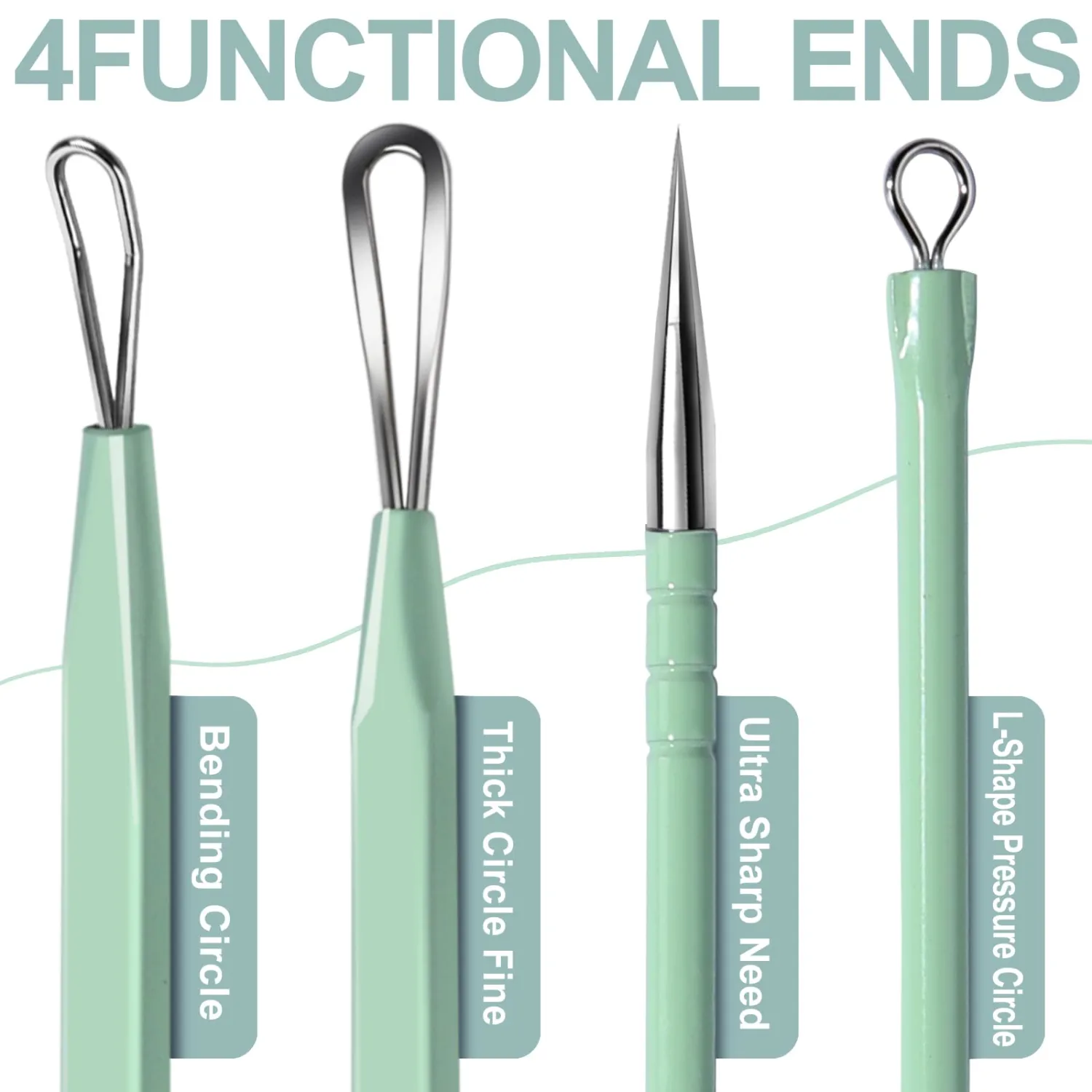 Teenitor Pimple Extractor Acne Treatment Surgical Grade Blackhead Comedone Removal 2-in-1 Popper Tool for Face Nose (Green)