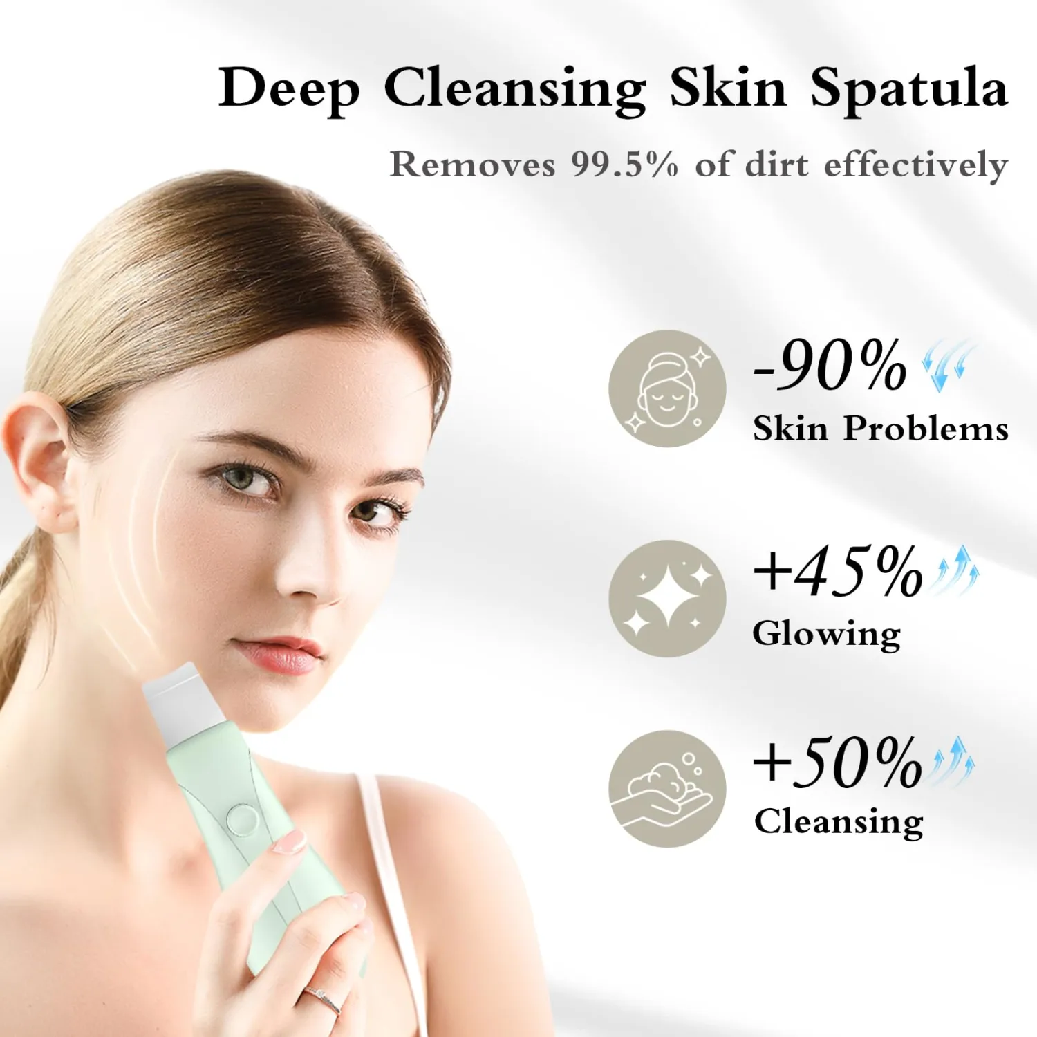 Dual-Mode Blackhead Remover Tools- Skin Scrubber Face Spatula | Battery/Handheld Face Scraper for Deep Cleansing, Skin Care Tool for Men and Women (Green)