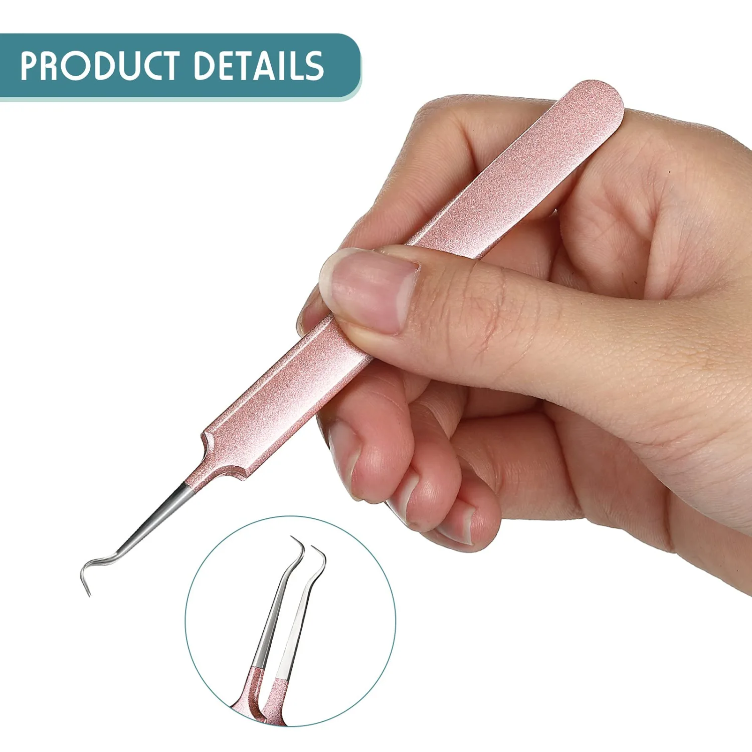 Honoson 3 Pcs Blackhead Tweezer Stainless Steel Pimple Tweezers Tool for Remove Zit Whitehead Pimple Bend Curved Extractor Tweezer Skin Blackhead Remover Tools(Champagne Purple)