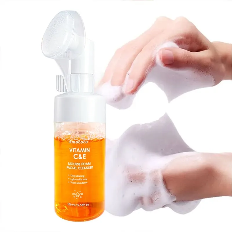 C&E Foam Cleanser & Massaging Brush Head, Includes 7 Packs Individual Cleansing Wipes, Gentle Hydrating Daily Wash for All Skin Types, 3.38 fl oz