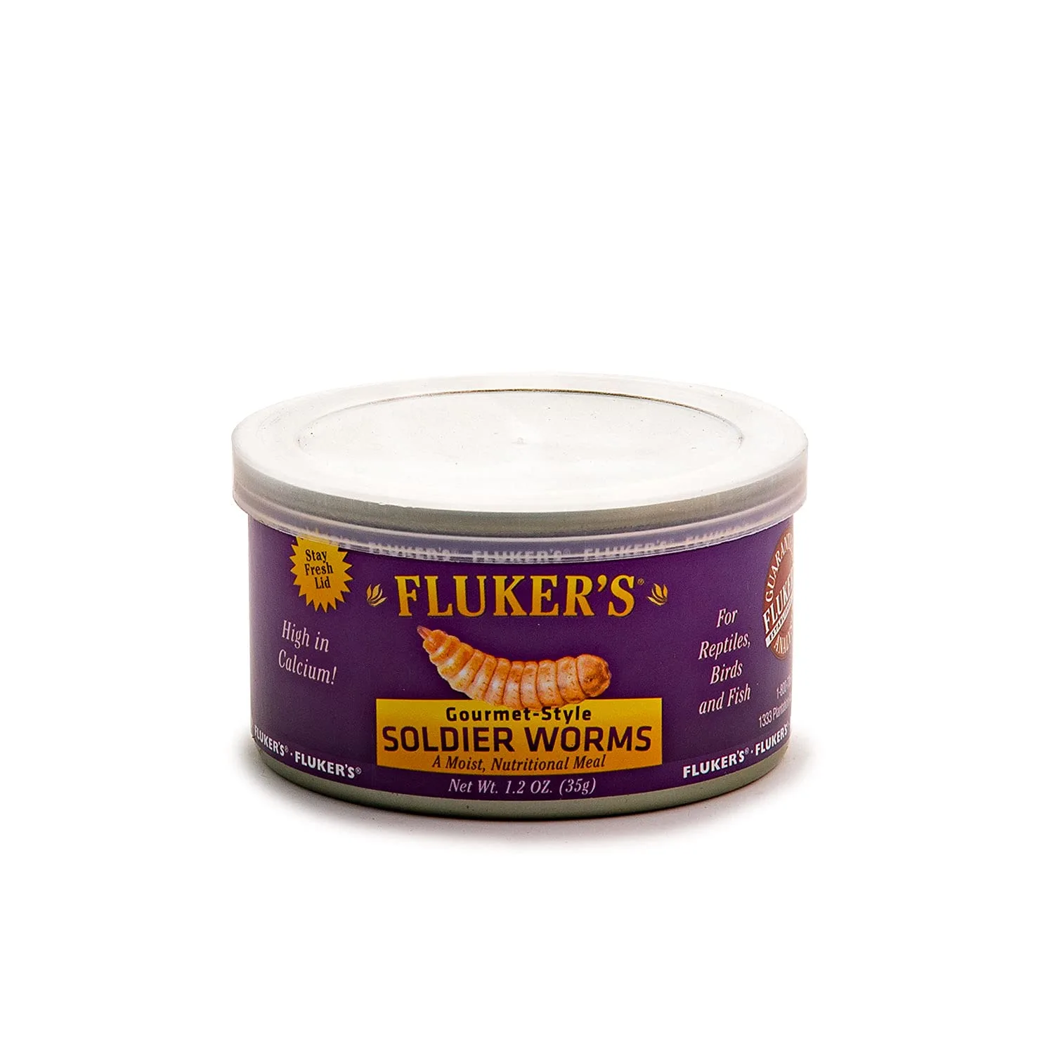 Fluker's Gourmet Canned Food for Reptiles, Fish, Birds and Small Animals, Soldier worms, 1.2 oz