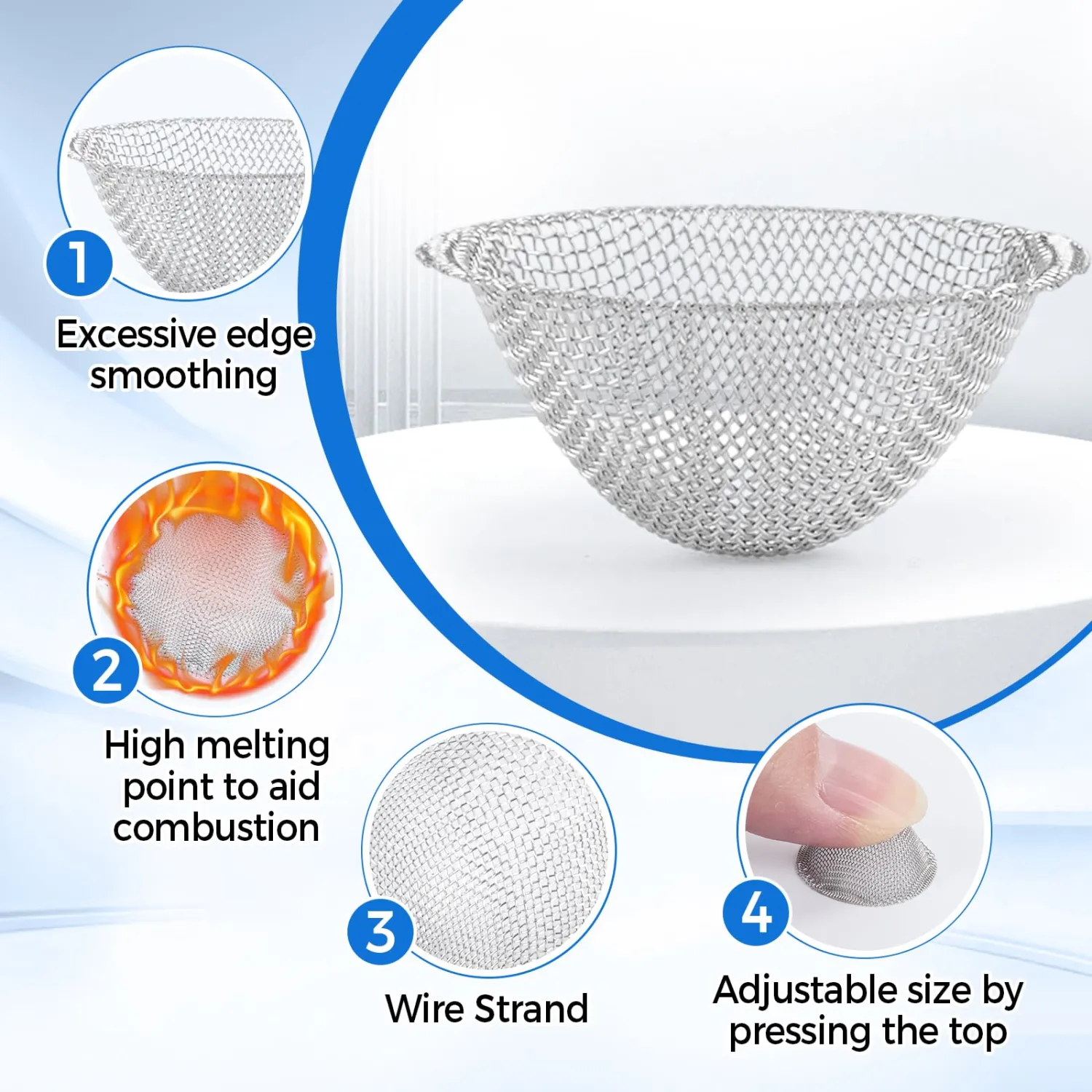 50 pcs 0.5 Inch Pipe Screens Premium Diameter 1/2 inch Pipe Filters Self-Adjustable Filters Mesh Stainless Steel Metal Bowl Screens with Storage Box