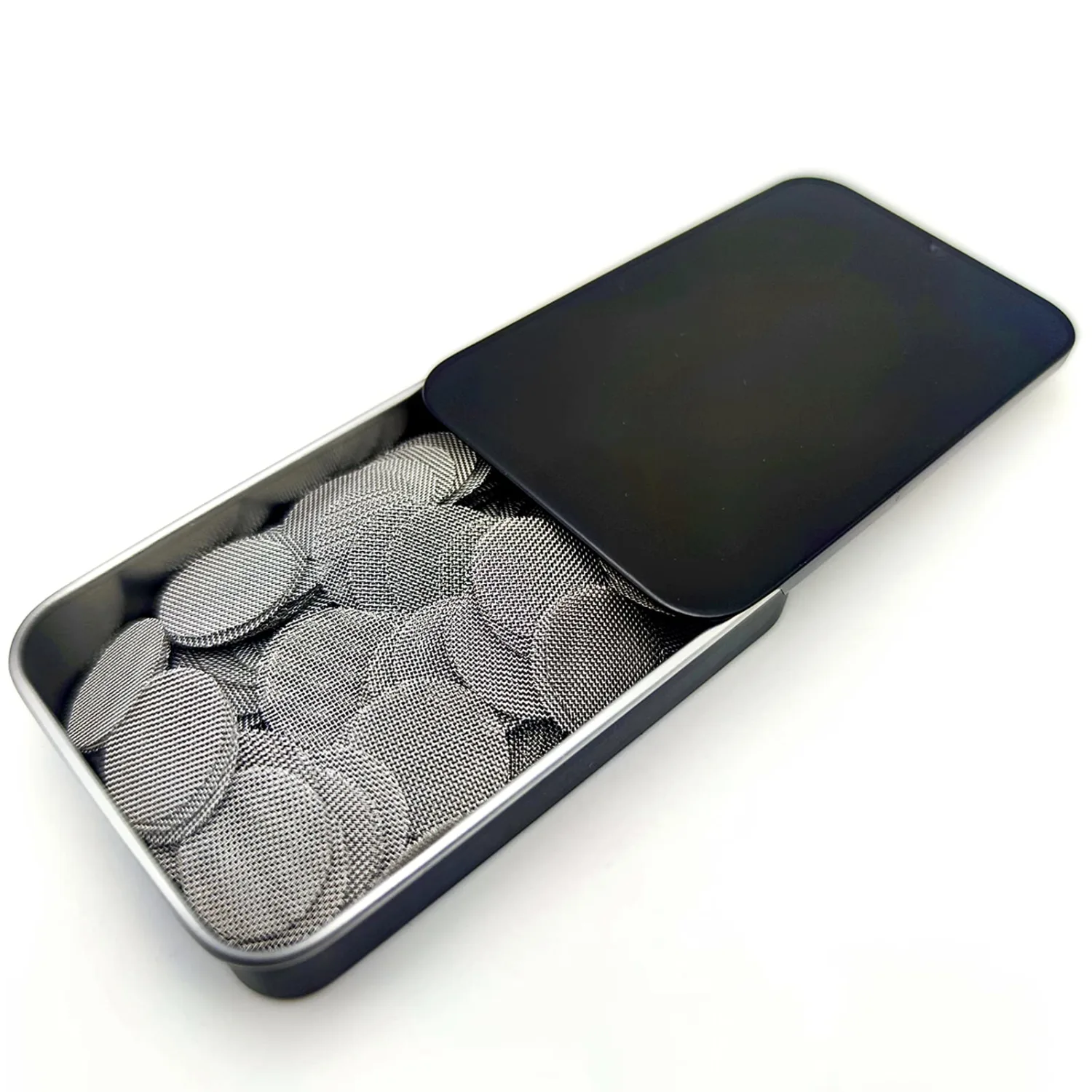 200 PCS 5/8 Pipe Screens, Stainless Steel Pipe Screen Filters 0.63 inch Metal Screens with Black Storage Box