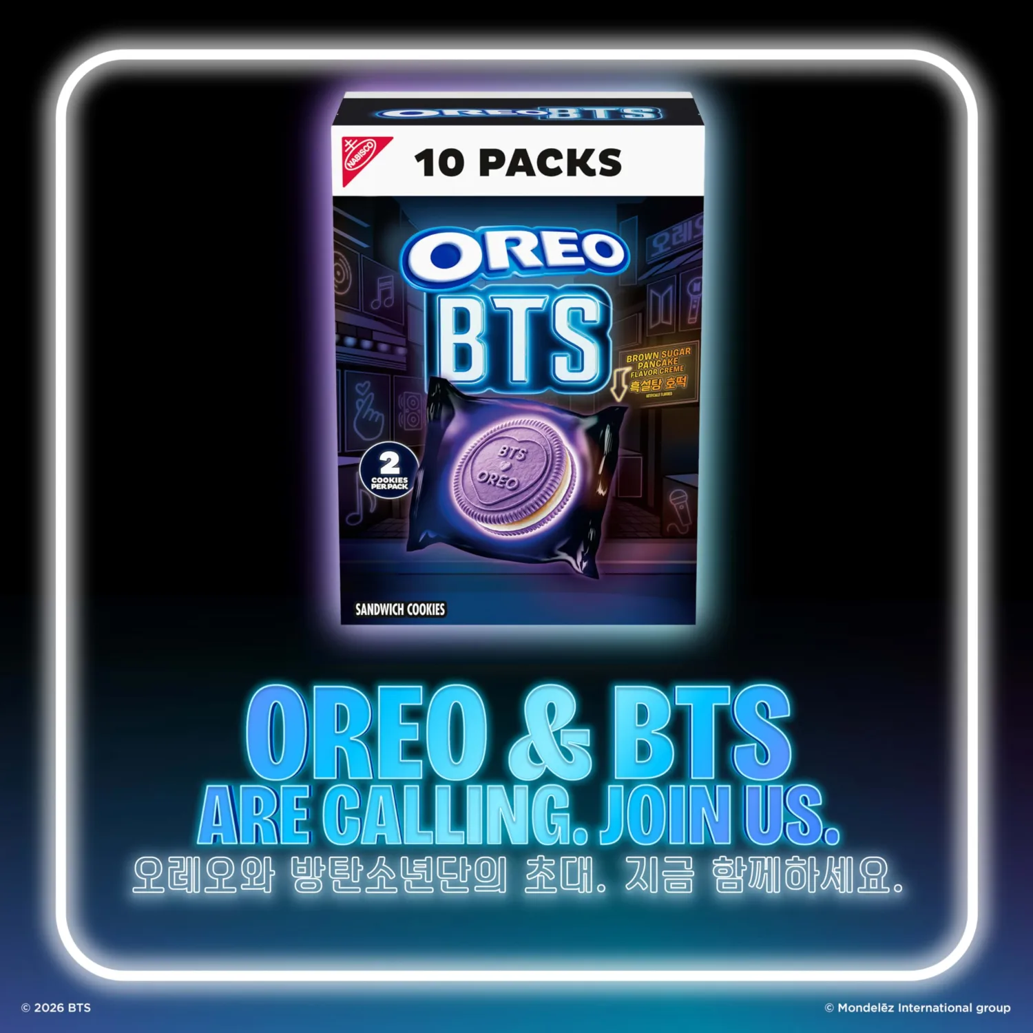 OREO BTS Sandwich Cookies, Limited Edition, 10 Snack Packs (2 Cookies Per Pack)