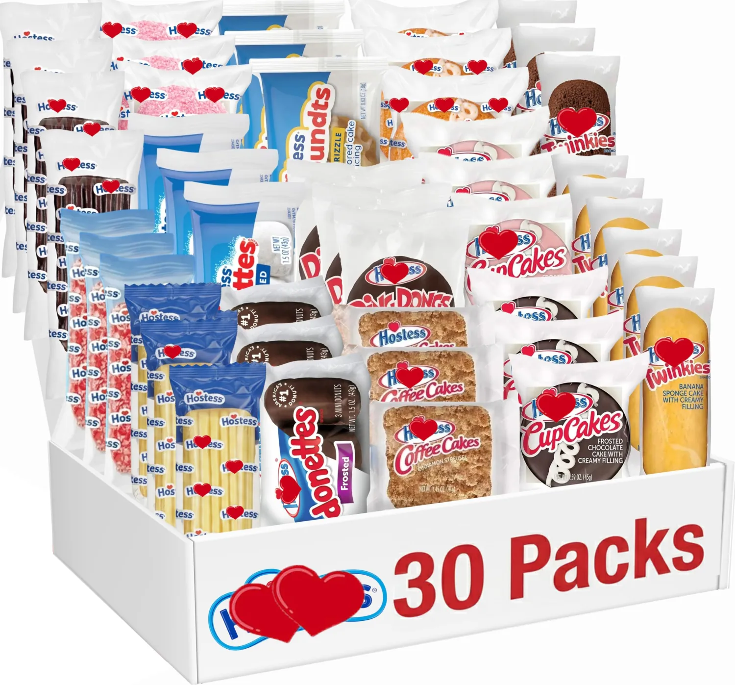 Assorted Cakes Individually Wrapped, 30 Count Single Cake Snacks Assortment, Mini Cakes Variety Pack, Assorted On the Go Single Serve Pastries Snacks for Travel, Offices, Lunchboxes, Gifts