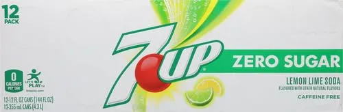 Zero Sugar 7-Up Soda, 12 Oz (Pack of 24)