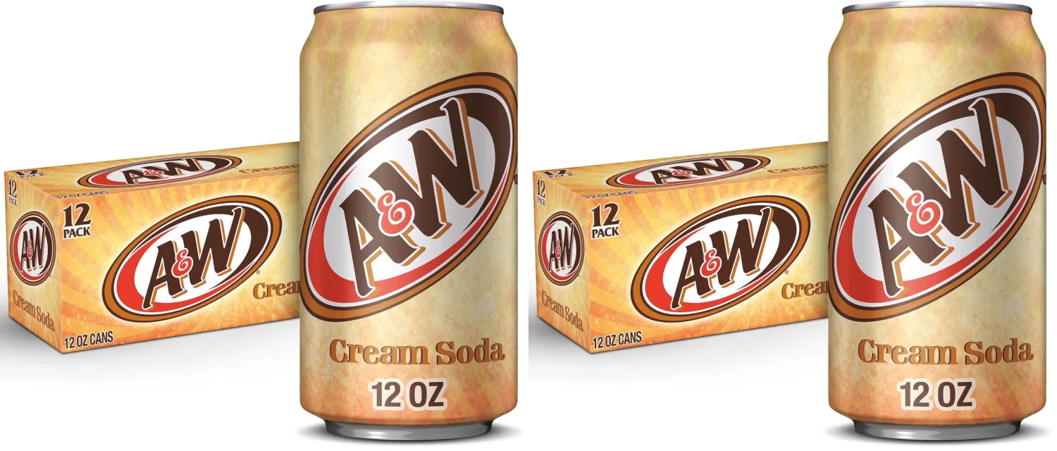 A&W Cream Soda, 12 fl. oz. Cans, 12 Pack (Pack of 2)