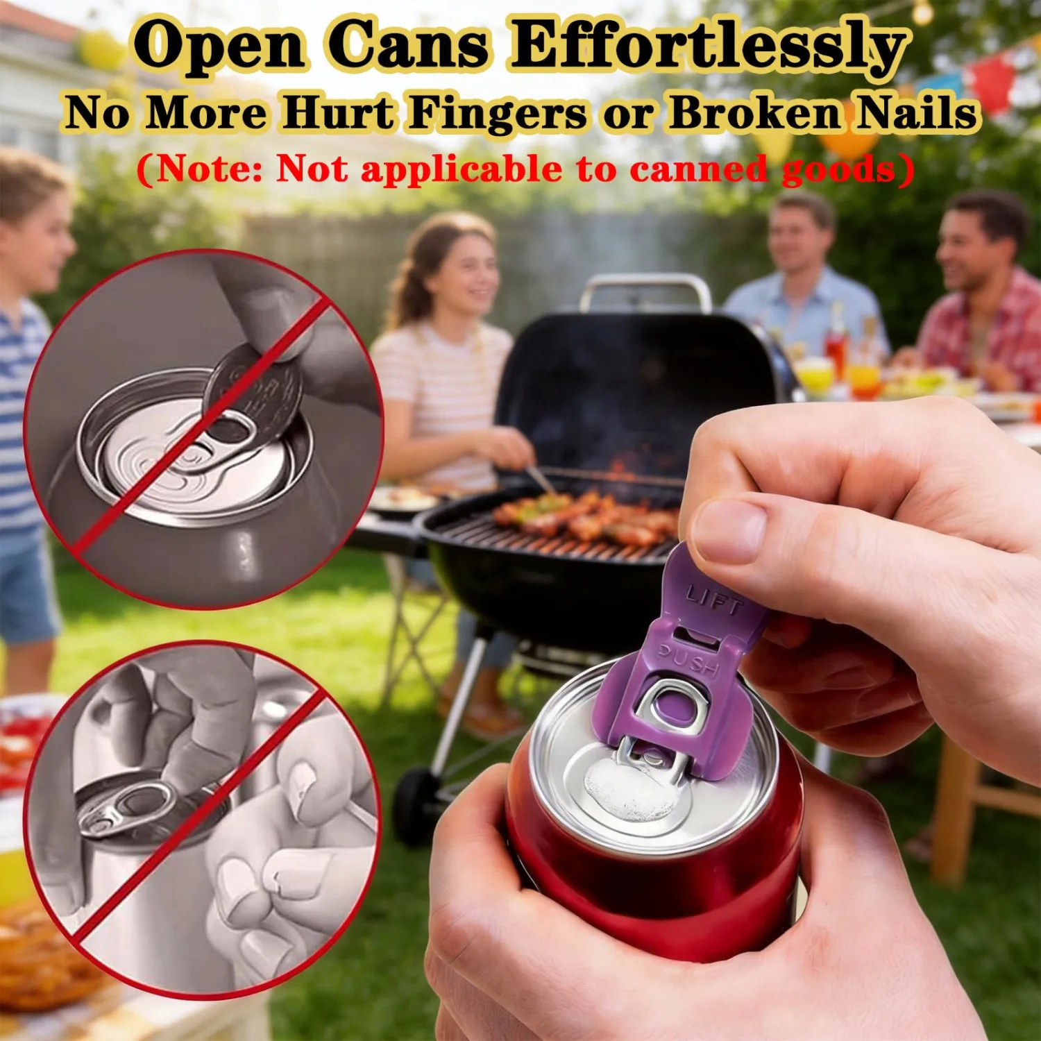 6PCS Colorful Can Tab Openers & Leak-Proof Drink Covers – One-Hand Soda Can Opener and Reusable Protector Caps for Coke, Beer, Soda, and Aluminum Cans for Parties, BBQ, Camping & Travel(New model)